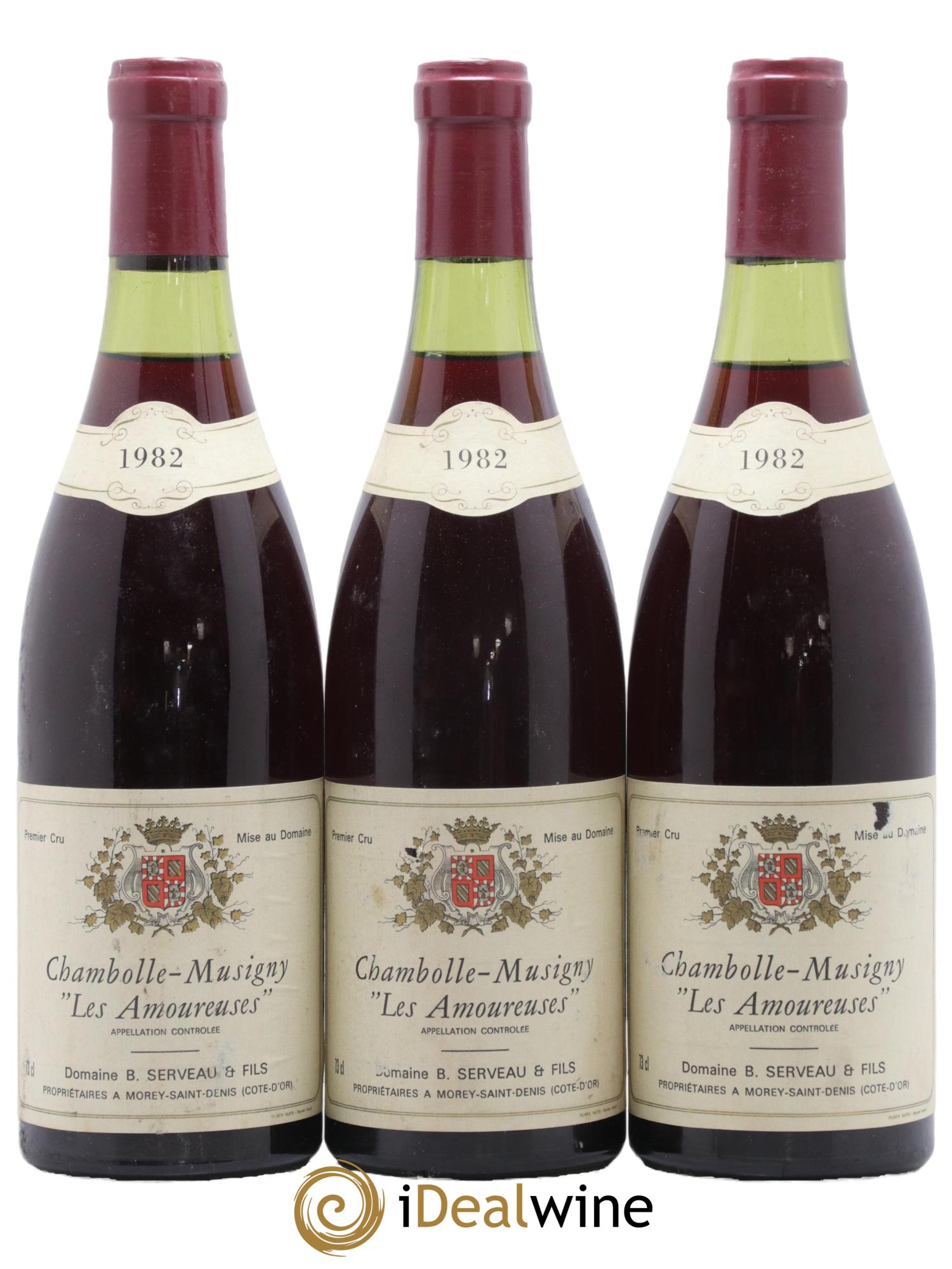 Chambolle-Musigny 1er Cru Les Amoureuses Serveau (Domaine) 1982 - Lotto di 3 bottiglie - 0