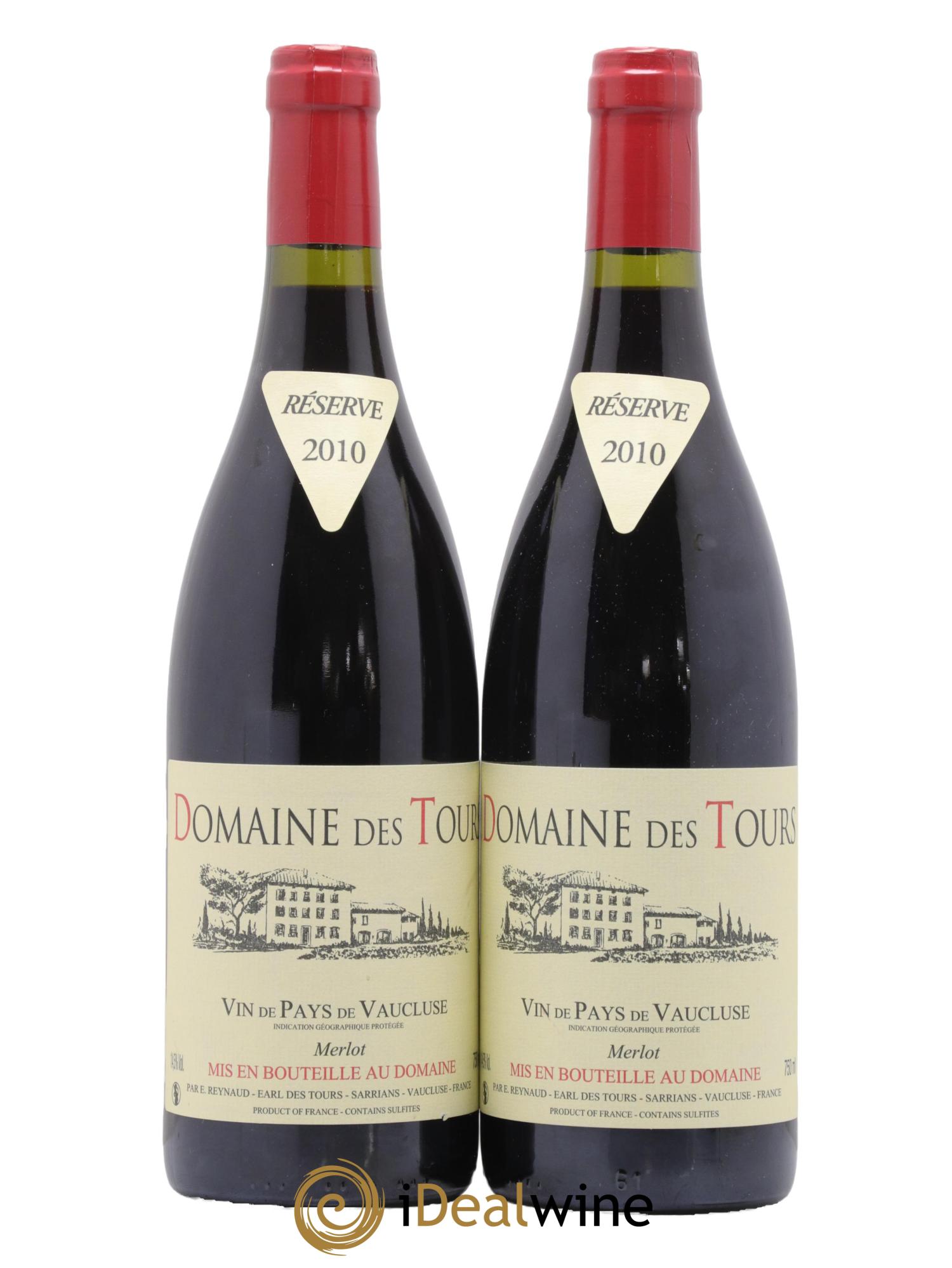 Vaucluse Domaine des Tours Merlot Emmanuel Reynaud 2010 - Lot de 2 bouteilles - 0