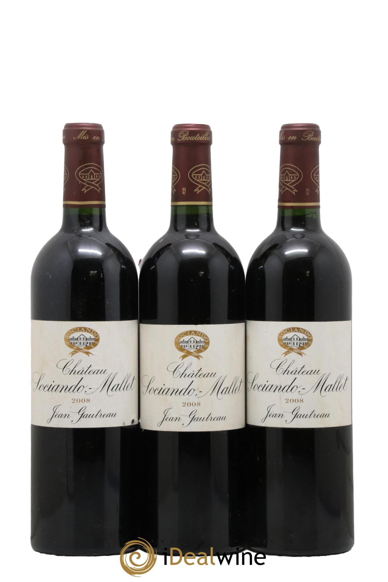 Château Sociando Mallet 2008 - Lot de 3 bouteilles - 0