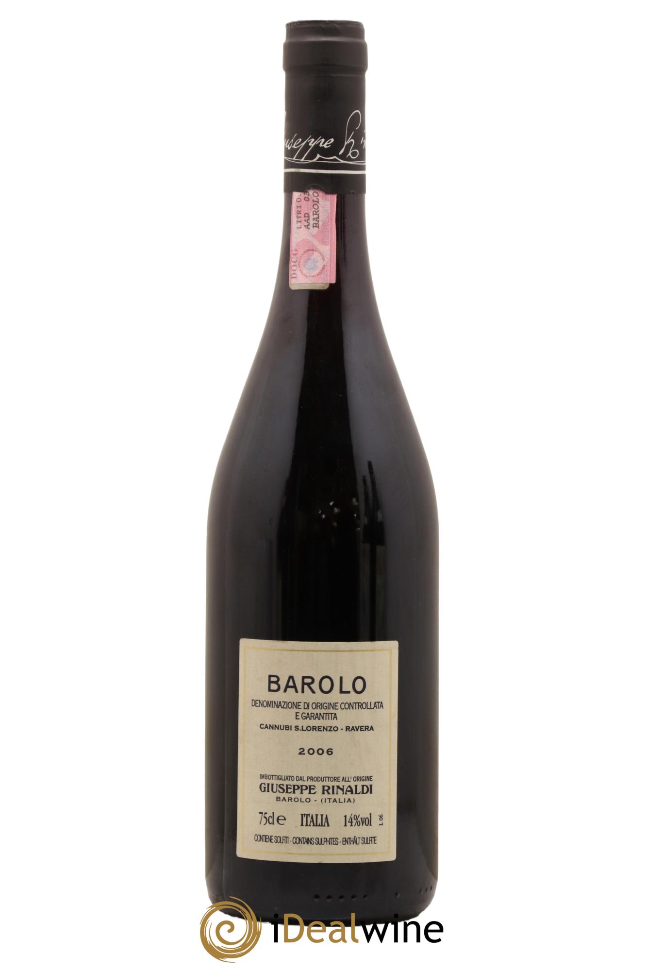 Barolo DOCG Cannubi San Lorenzo Ravera Giuseppe Rinaldi  2006 - Lotto di 1 bottiglia - 1