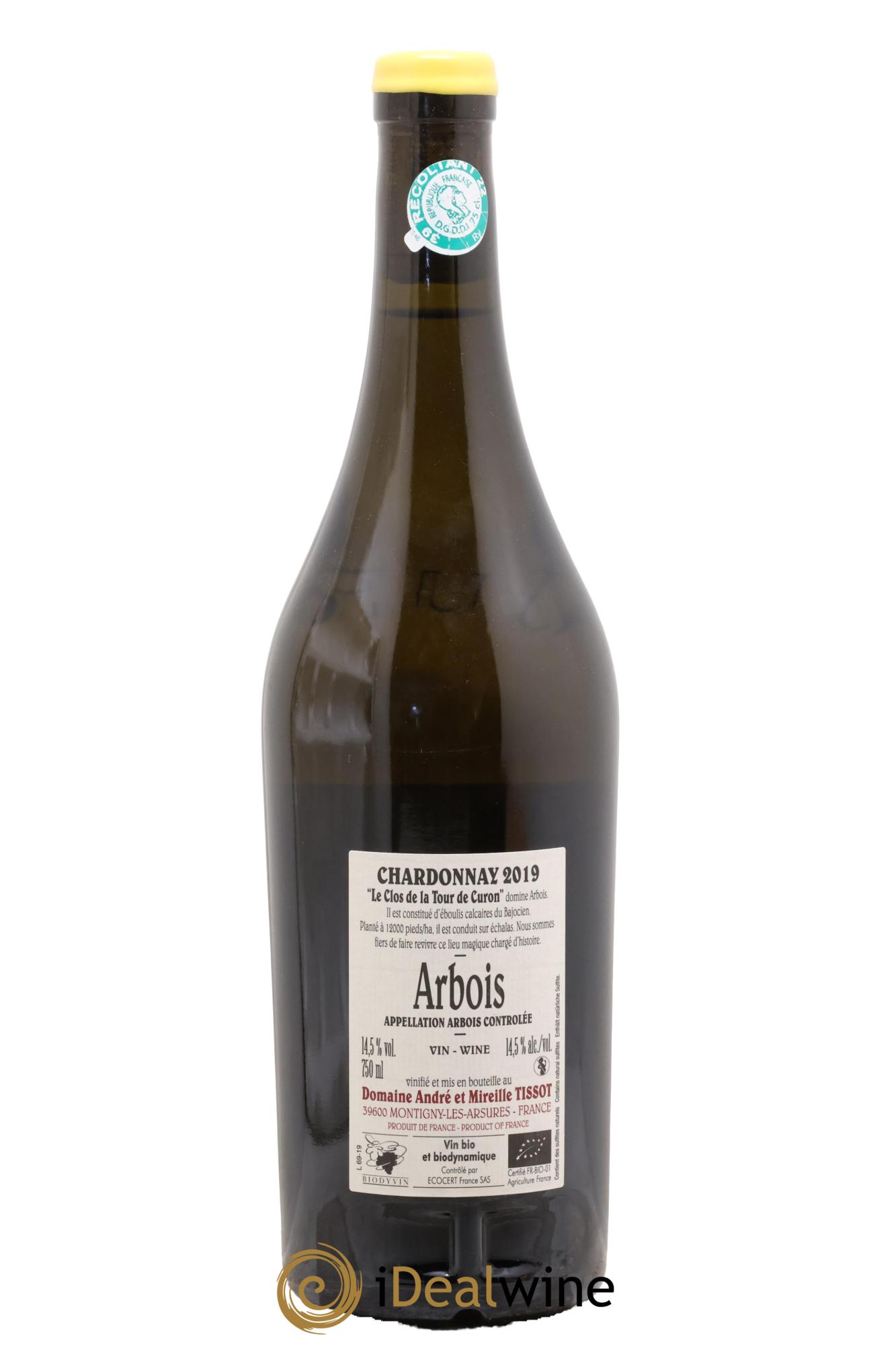 Arbois Chardonnay Le Clos de la Tour de Curon Bénédicte et Stéphane Tissot 2019 - Lot de 1 bouteille - 1