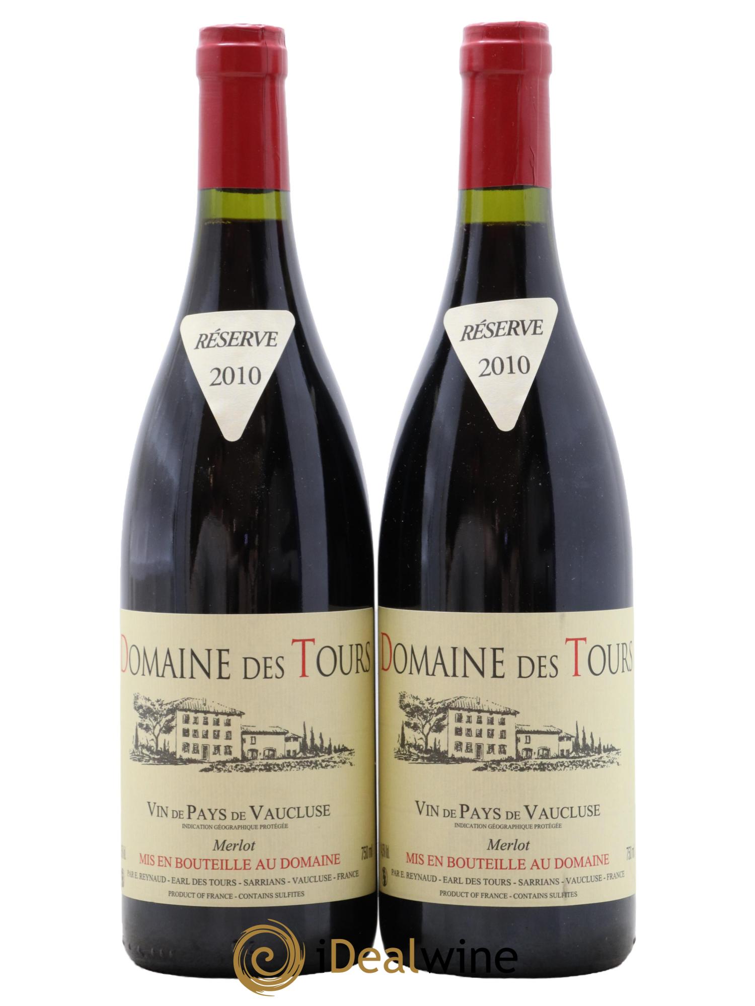 Vaucluse Domaine des Tours Merlot Emmanuel Reynaud 2010 - Lot de 2 bouteilles - 0