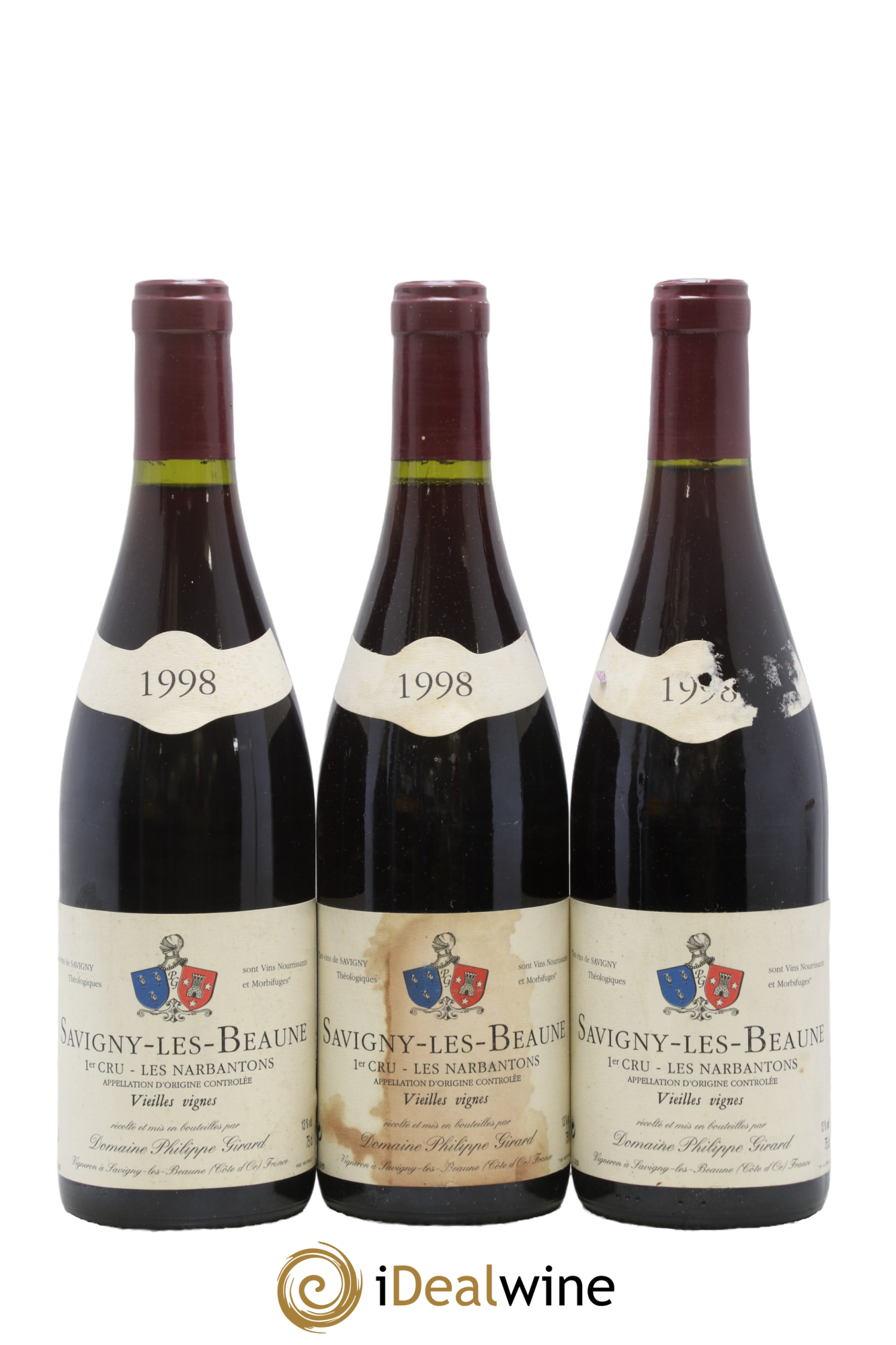 Savigny-lès-Beaune 1er Cru Narbantons Vielles Vignes Phillippe Girard 1998 - Lot de 3 bouteilles - 0