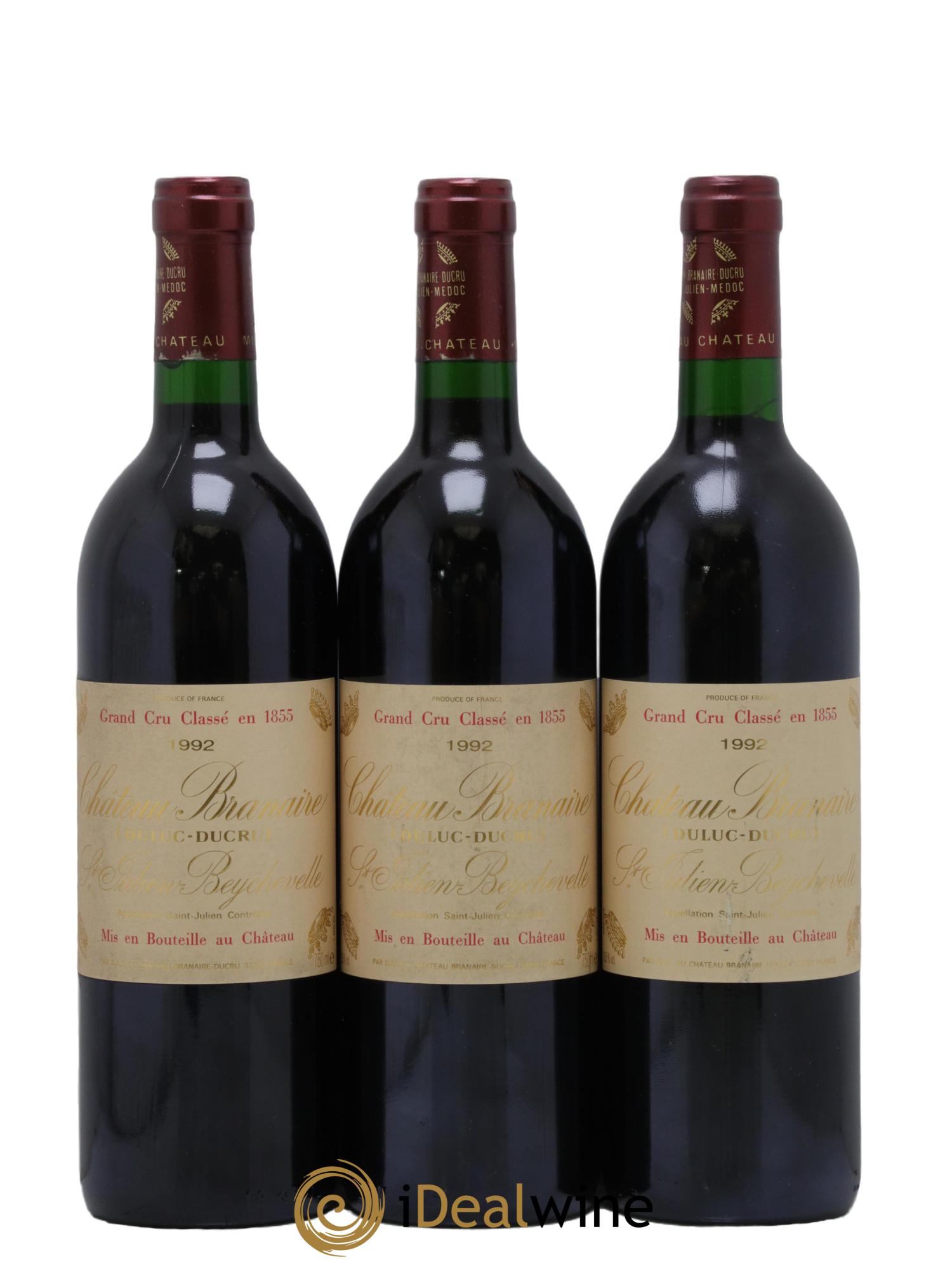 Château Branaire Ducru 4ème Grand Cru Classé 1992 - Lot de 3 bouteilles - 0