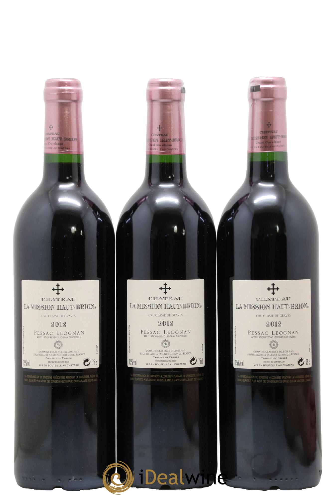 Château la Mission Haut-Brion Cru Classé de Graves 2012 - Posten von 3 Flaschen - 1