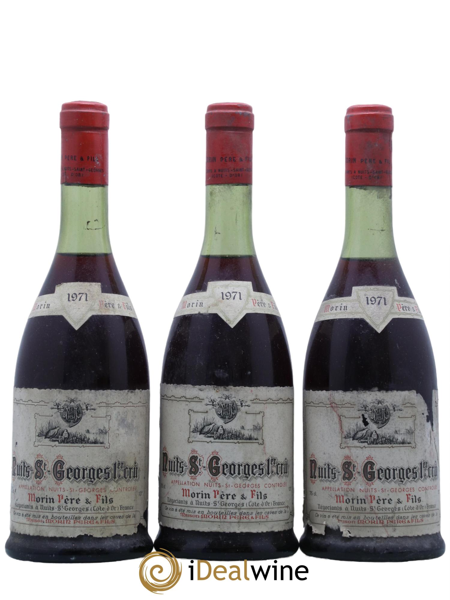 Nuits-Saint-Georges 1er Cru Morin Pere et Fils 1971 - Lot de 3 bouteilles - 0