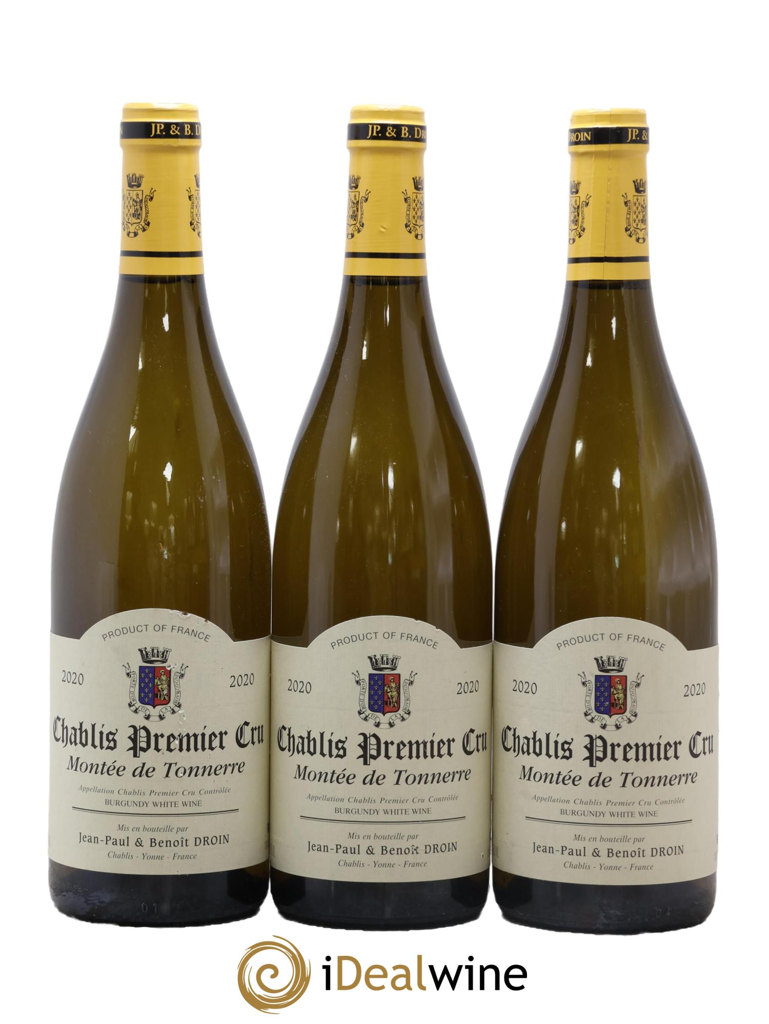 Chablis 1er Cru Montée de Tonnerre Jean-Paul & Benoît Droin (Domaine) 2020 - Lot de 3 bouteilles - 0