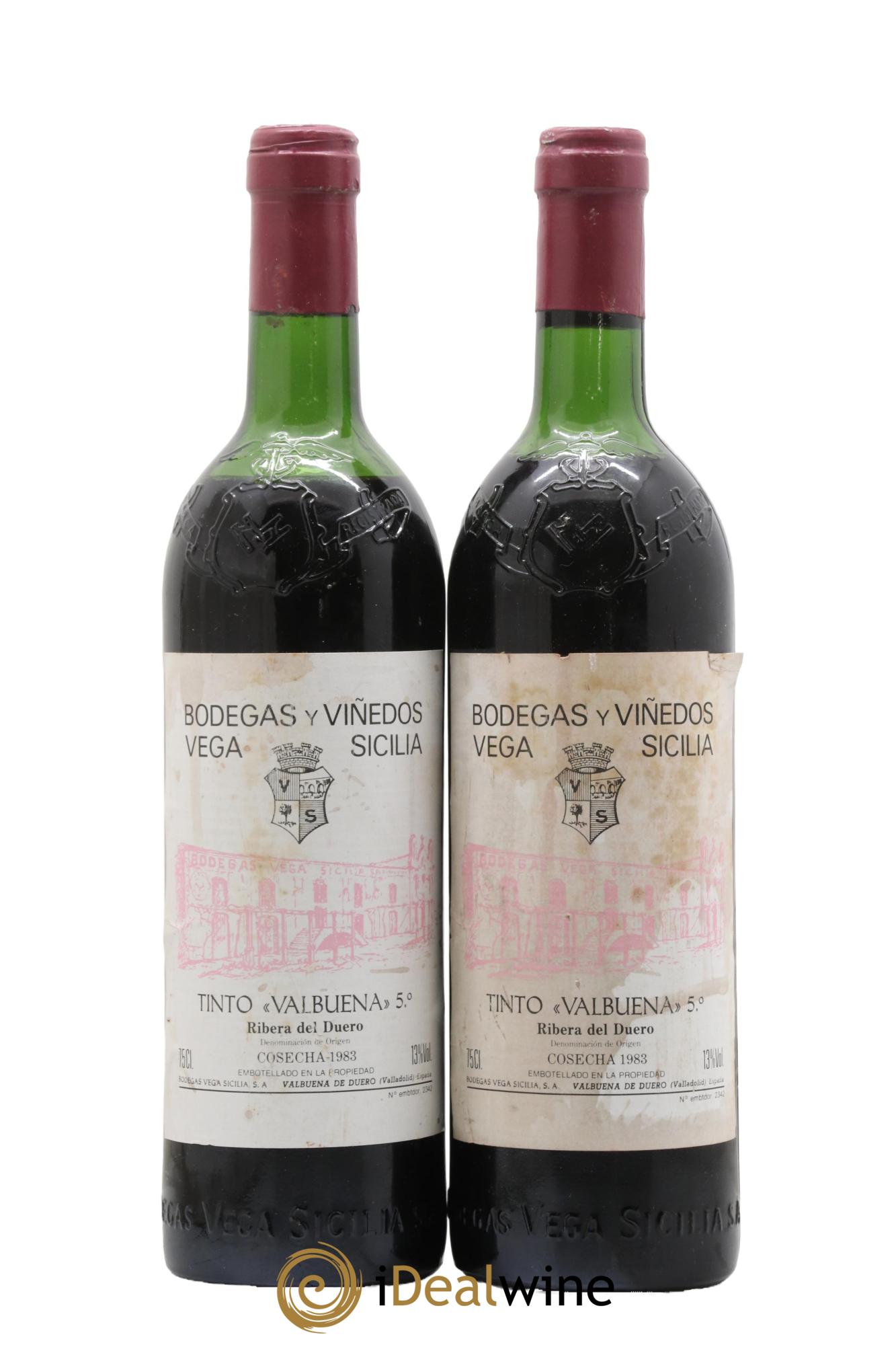 Ribera Del Duero DO Vega Sicilia Valbuena 5 ano Famille Alvarez 1983 - Lotto di 2 bottiglie - 0