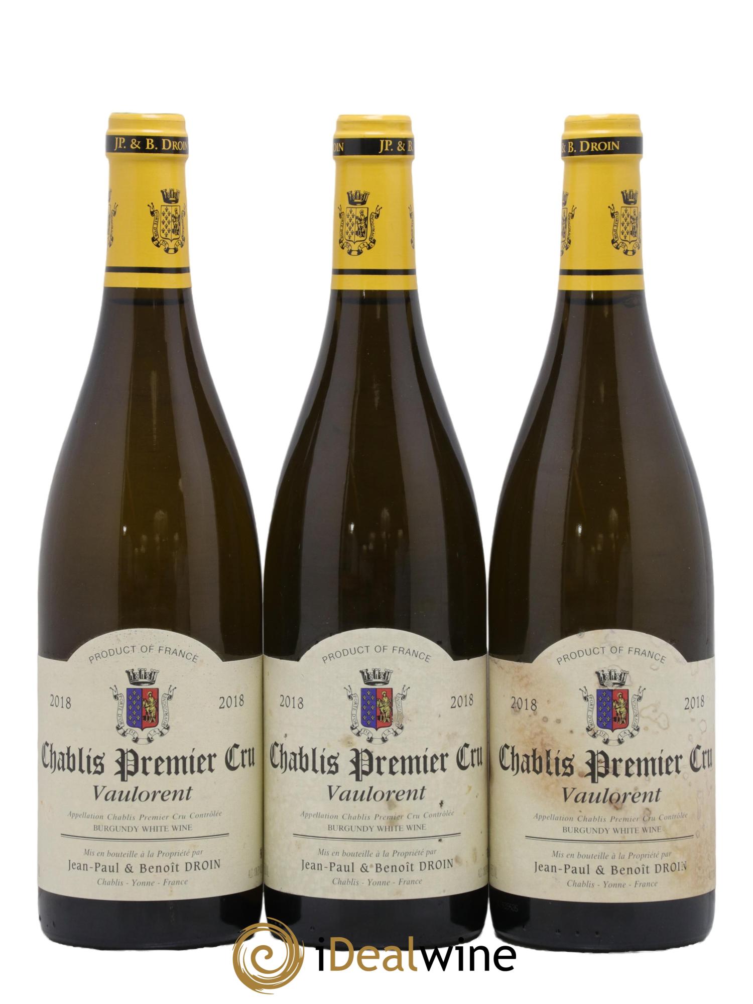 Chablis 1er Cru Vaulorent Jean-Paul & Benoît Droin (Domaine) 2018 - Posten von 3 Flaschen - 0