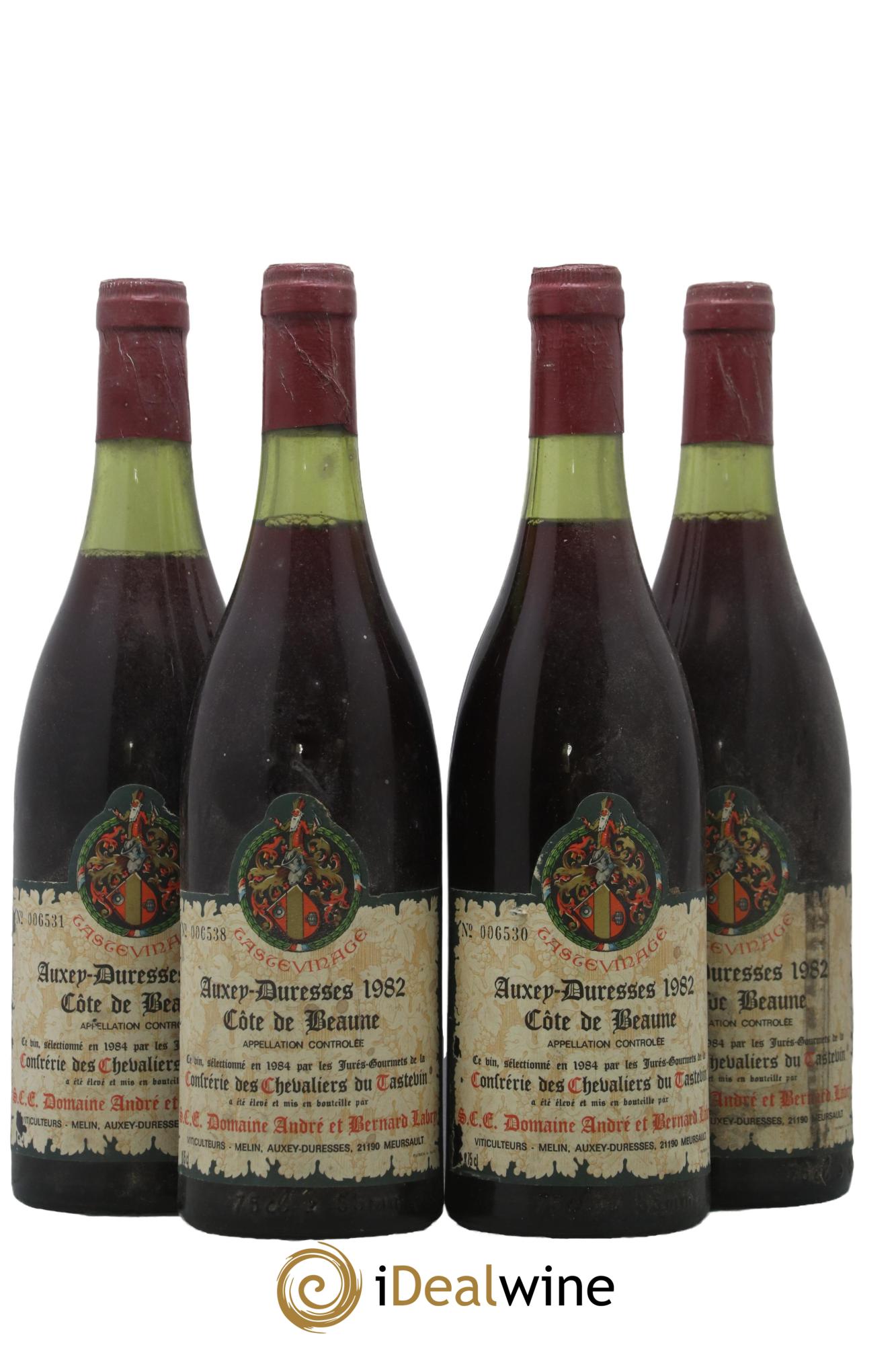 Auxey-Duresses André et Bernard Labry Tastevinage 1982 - Lot de 4 bouteilles - 0
