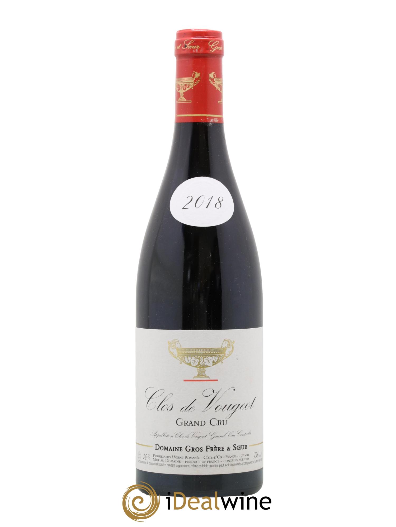 Clos de Vougeot Grand Cru Gros Frère & Soeur 2018 - Lot de 1 bouteille - 0