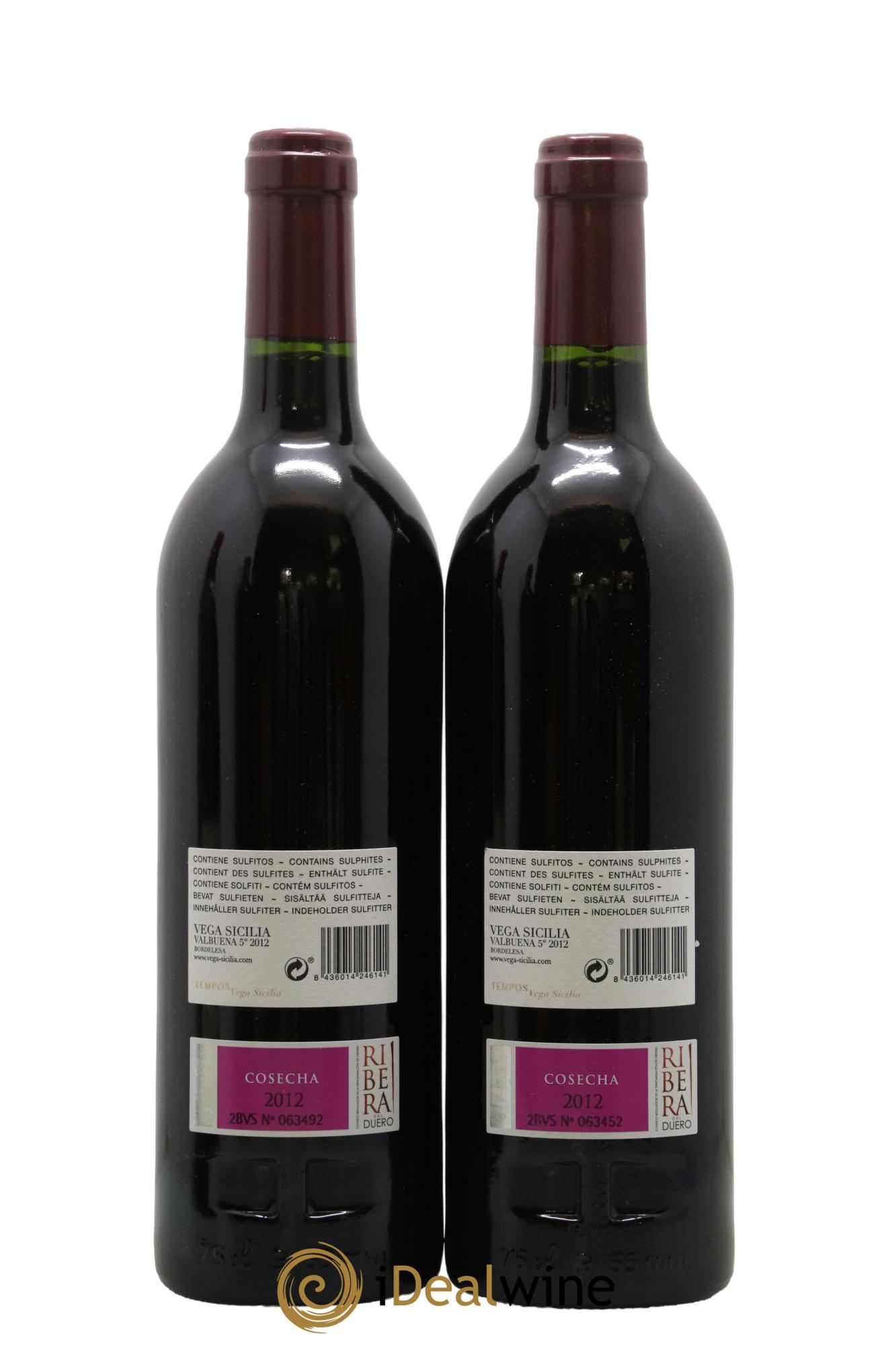 Ribera Del Duero DO Vega Sicilia Valbuena 5 ano Famille Alvarez 2012 - Lot de 2 bouteilles - 1
