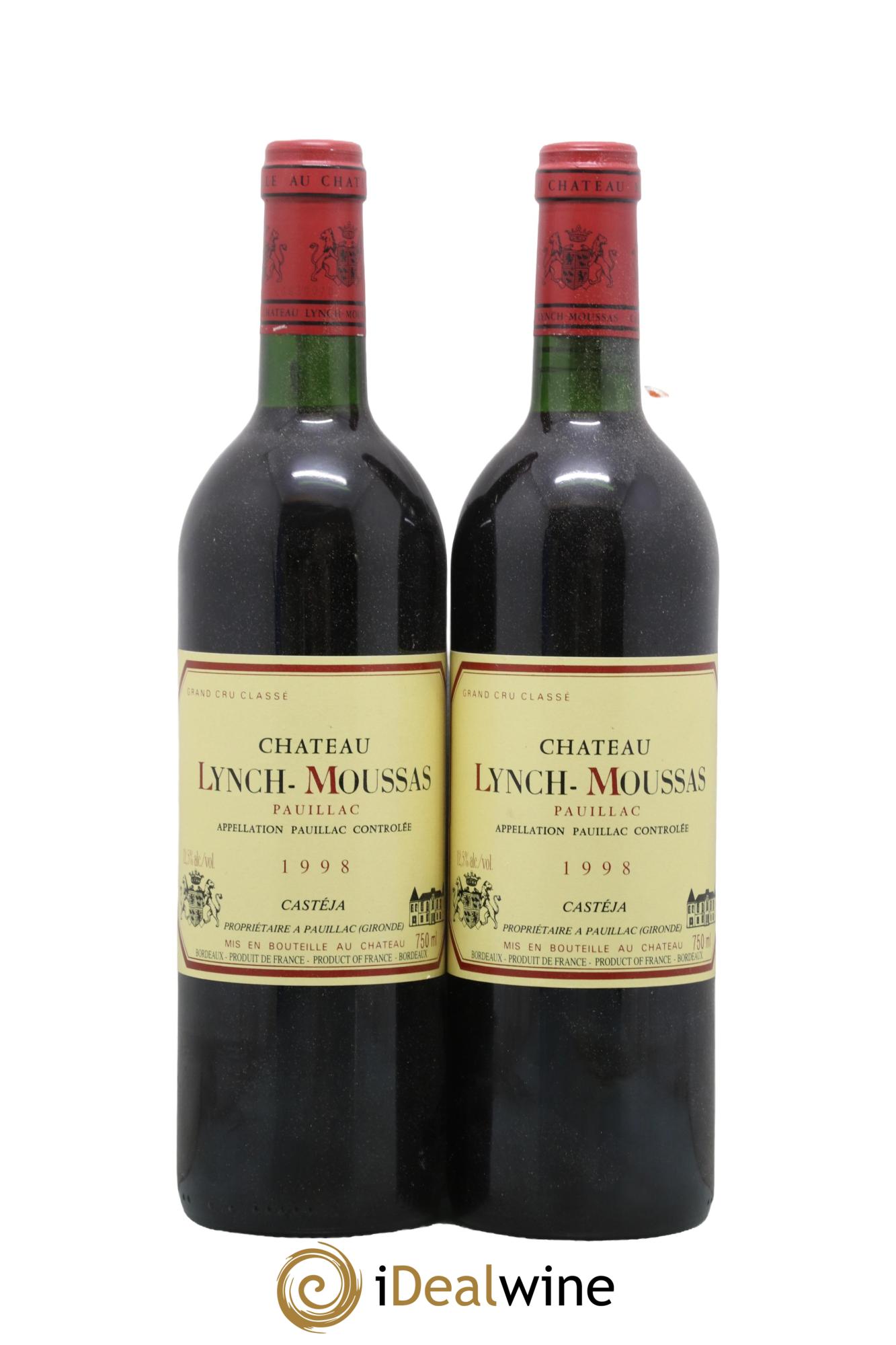 Château Lynch Moussas 5ème Grand Cru Classé 1998 - Lot de 2 bouteilles - 0