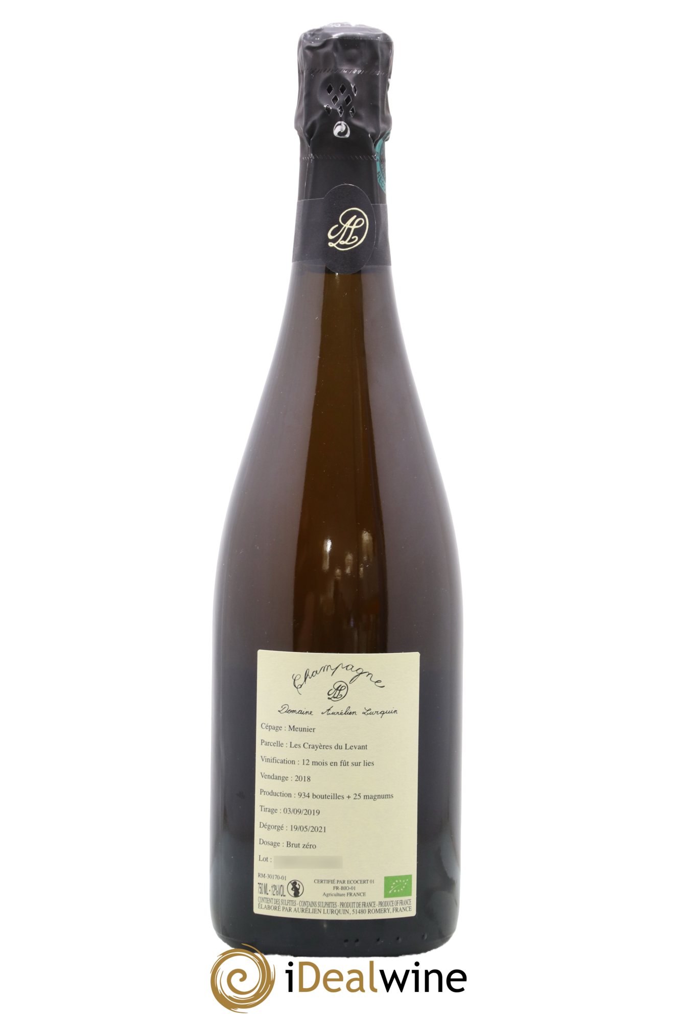 Meunier Les Crayères du Levant Aurélien Lurquin  2018 - Lot de 1 bouteille - 1