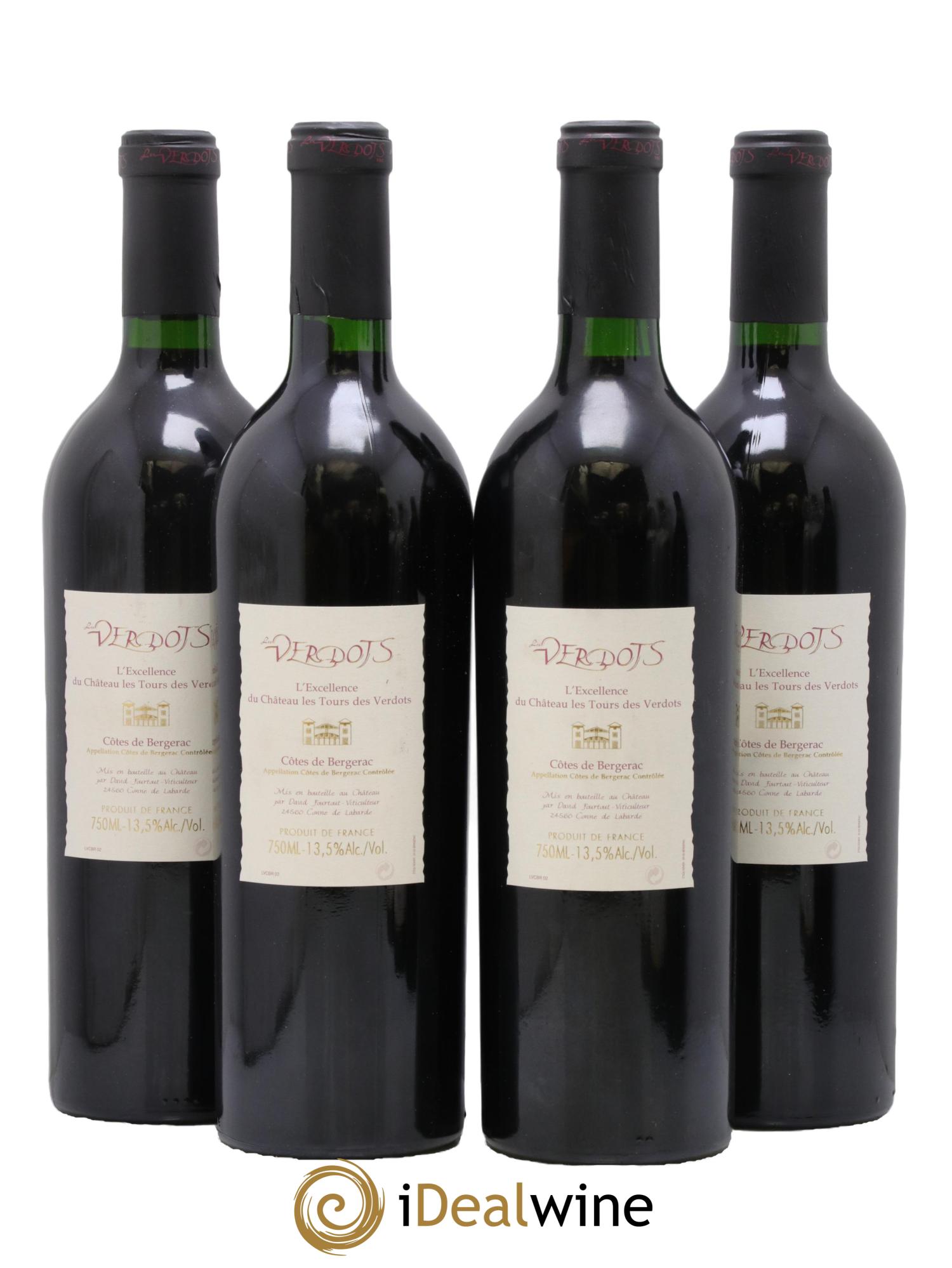 Côtes de Bergerac Les Verdots L'Excellence David Fourtout 2002 - Posten von 4 Flaschen - 1