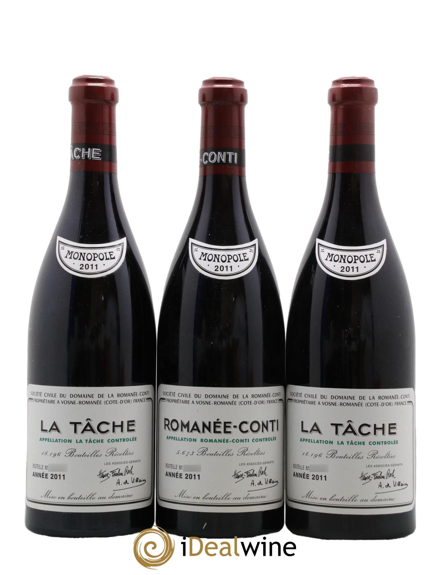 Assortiment 2011 du Domaine de la Romanée-Conti Domaine de la Romanée-Conti 3 La Tache, 2 Richebourg, 1 Romanee Conti, 2 Romanee Saint Vivant, 2 Echezeaux, 2 Grands Echezeaux 2011 - Lot of 12 bottles - 7