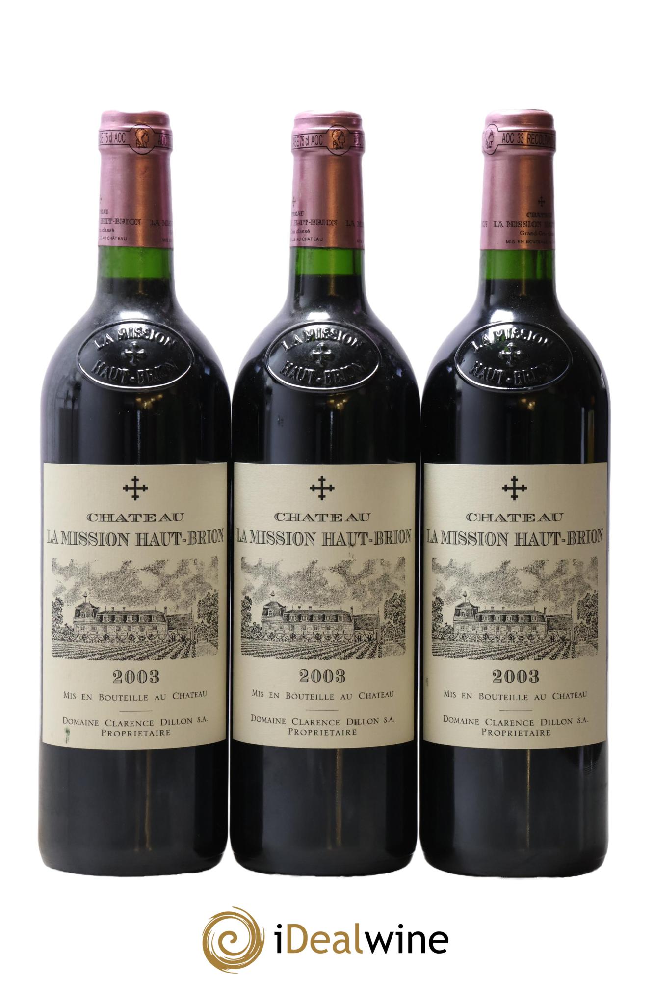 Château la Mission Haut-Brion Cru Classé de Graves 2003 - Lot de 3 bouteilles - 0
