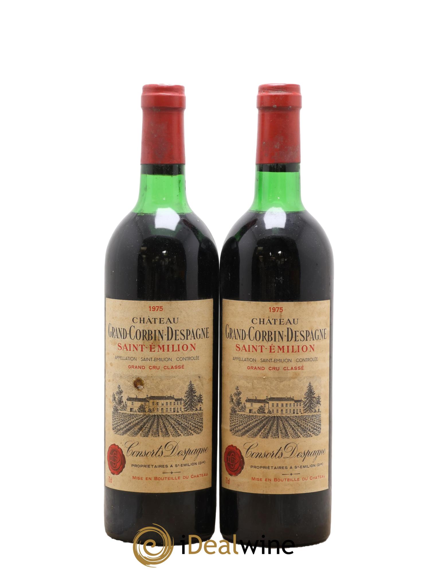 Château Grand Corbin Despagne Grand Cru Classé 1975 - Lot of 2 bottles - 0