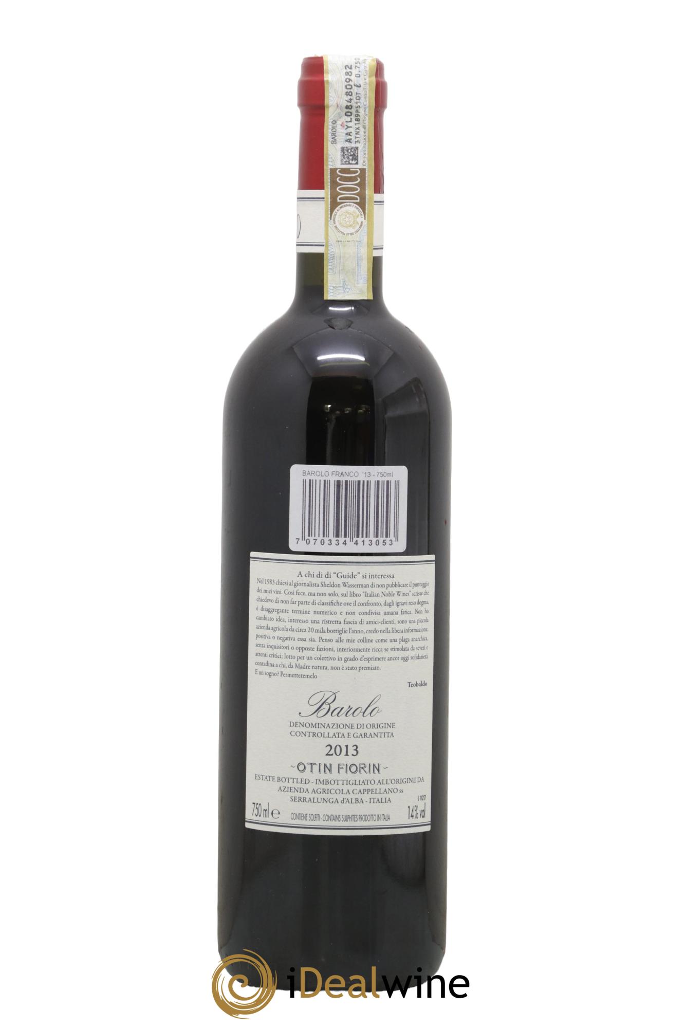 Barolo DOCG Pié Franco Cappellano 2013 - Lot de 1 bouteille - 1
