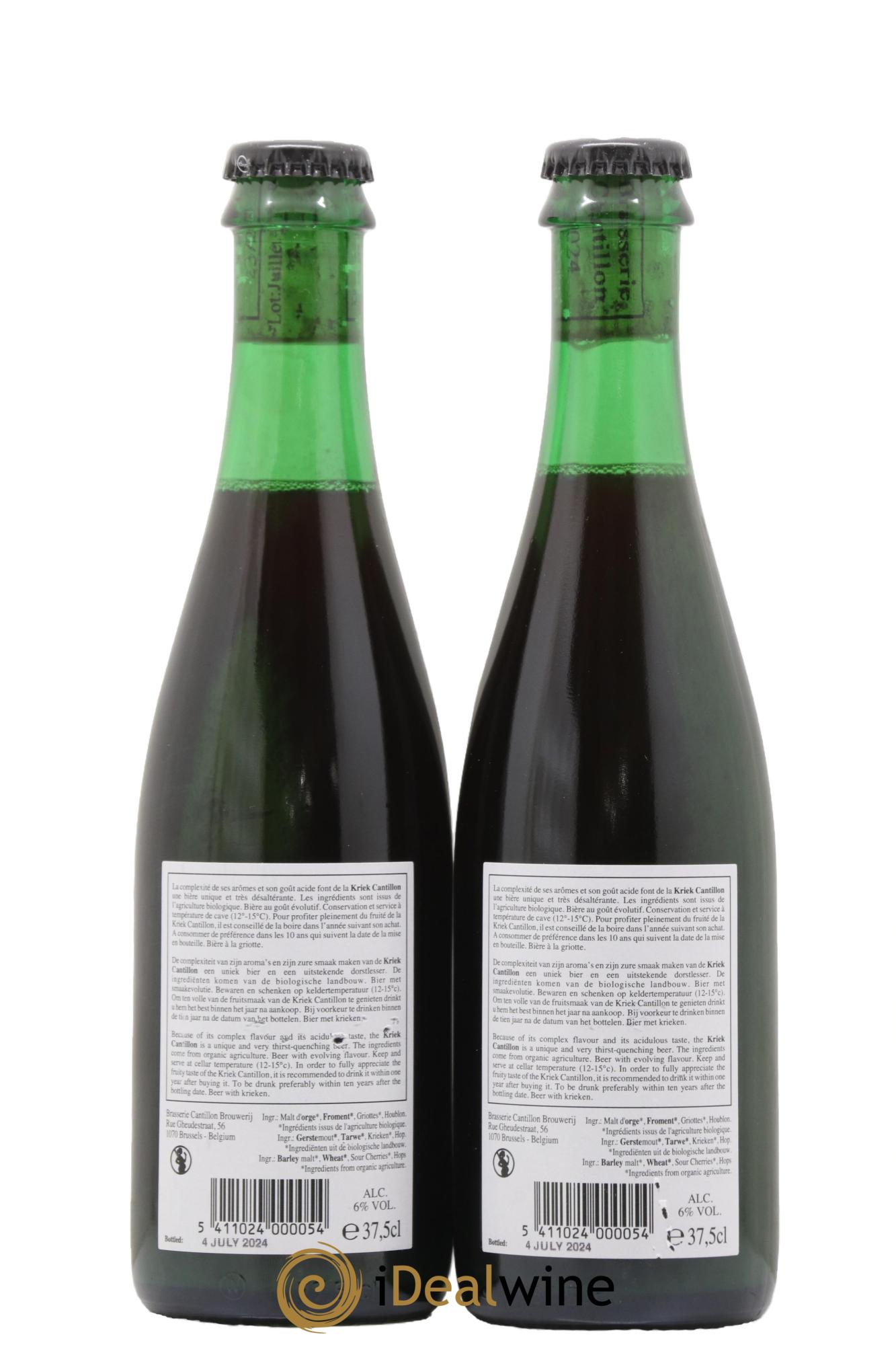 Bière Kriek Lambic Bio Cantillon embouteillé en 2024 - Lot de 2 demi bouteilles - 1