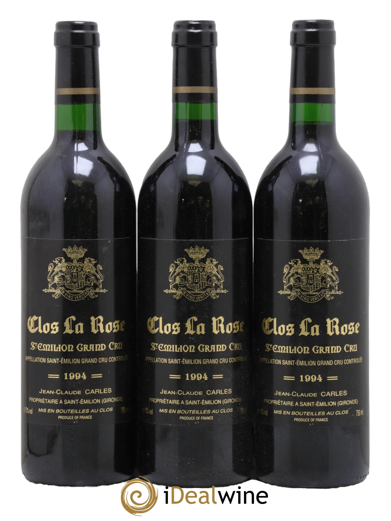 Saint-Émilion Grand Cru Clos De La Rose Maison Carles 1994 - Posten von 3 Flaschen - 0