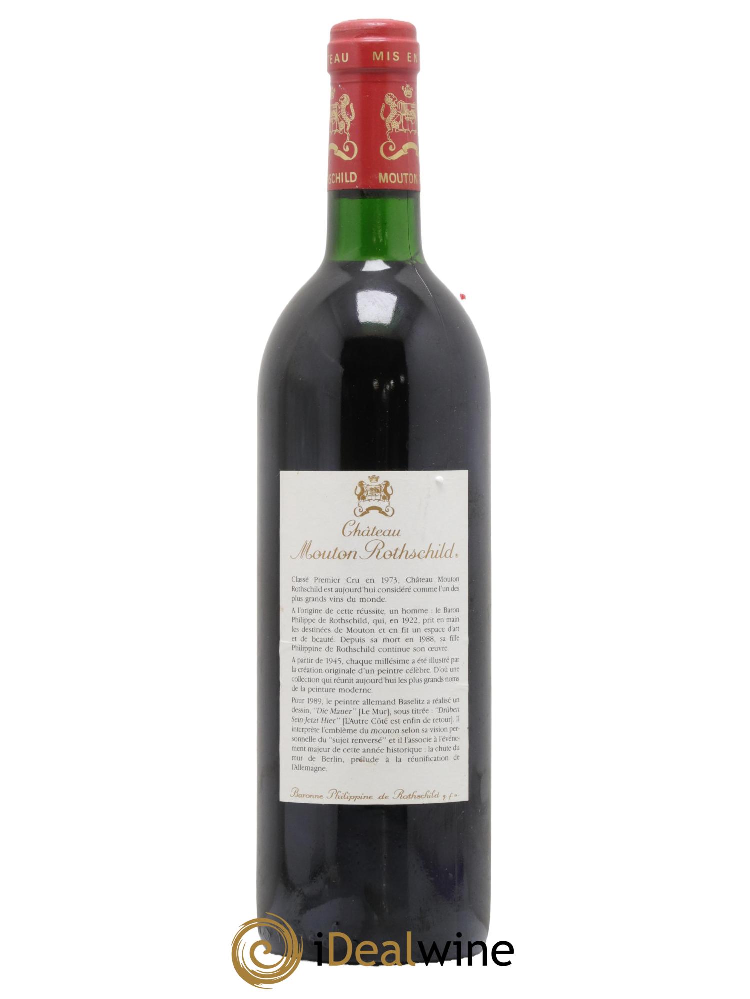 Château Mouton Rothschild 1er Grand Cru Classé 1989 - Lot de 1 bouteille - 1