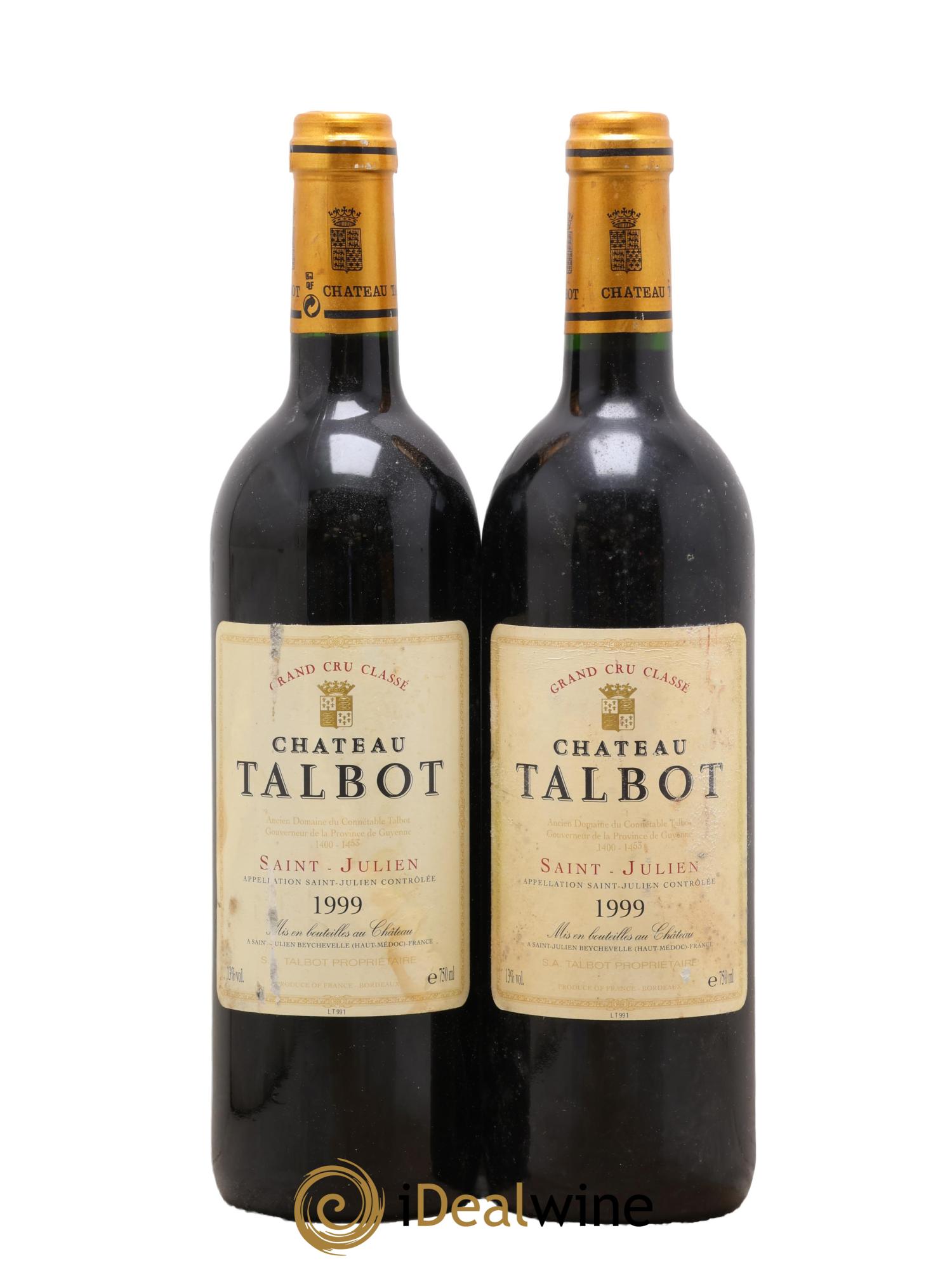 Château Talbot 4ème Grand Cru Classé 1999 - Lotto di 2 bottiglie - 0