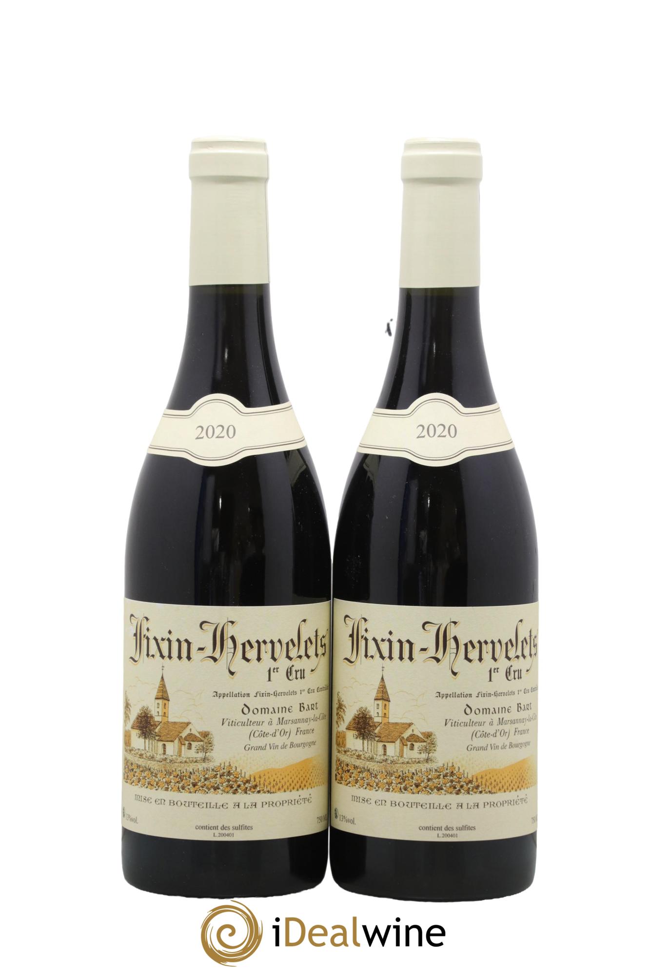 Fixin 1er Cru Hervelets Bart (Domaine) 2020 - Lotto di 2 bottiglie - 0