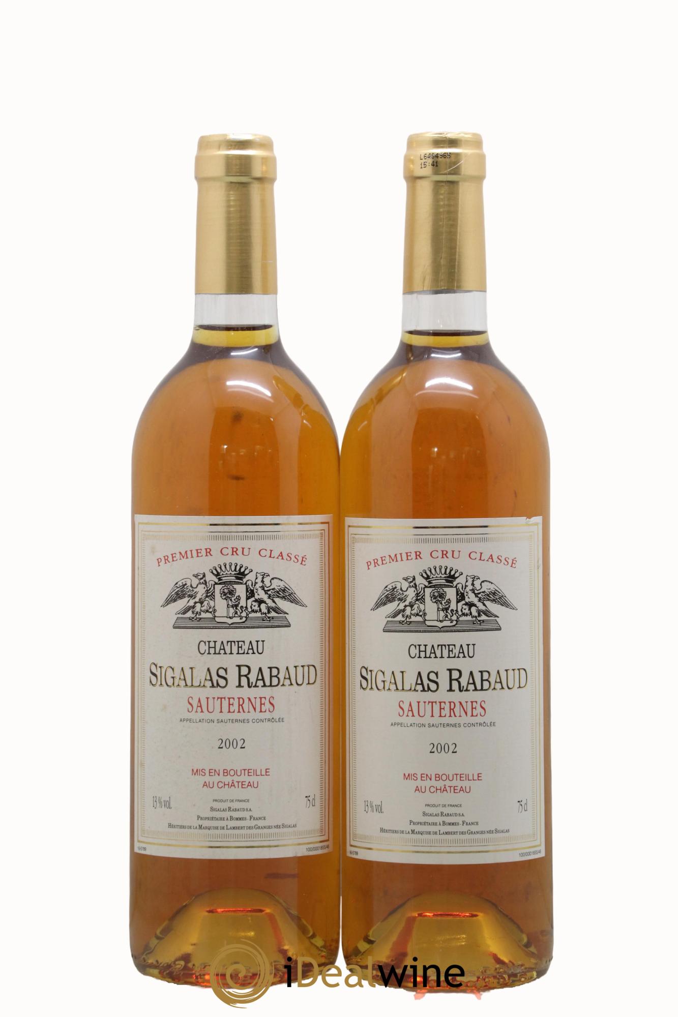 Château Sigalas Rabaud 1er Grand Cru Classé 2002 - Lot de 2 bouteilles - 0