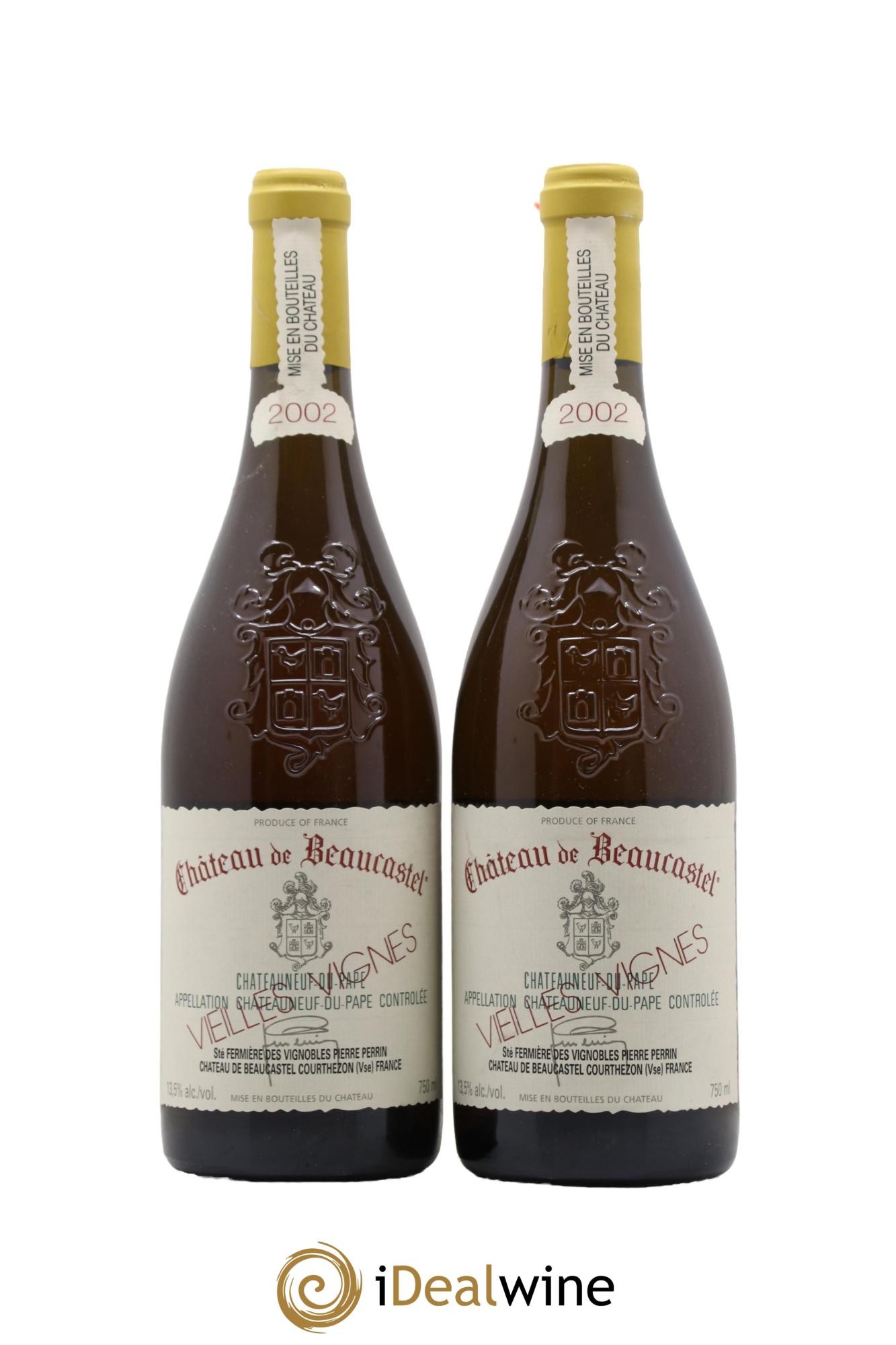 Châteauneuf-du-Pape Château de Beaucastel Vieilles vignes Roussanne Famille Perrin 2002 - Lot de 2 bouteilles - 0