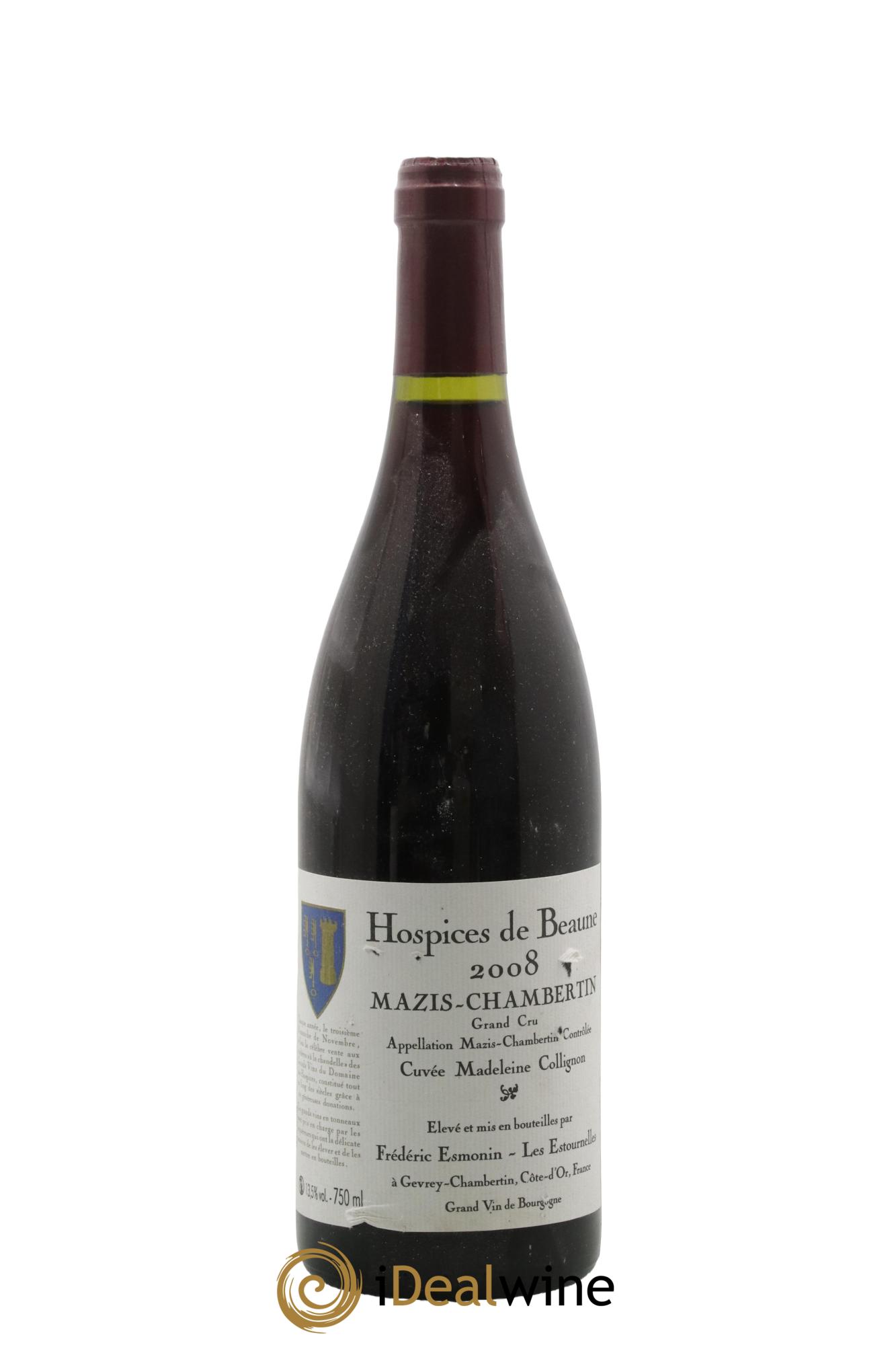 Mazis-Chambertin Grand Cru Cuvée Madeleine Collignon Hospices de Beaune Frédéric Esmonin - Les Estournelles 2008 - Lot de 1 bouteille - 0