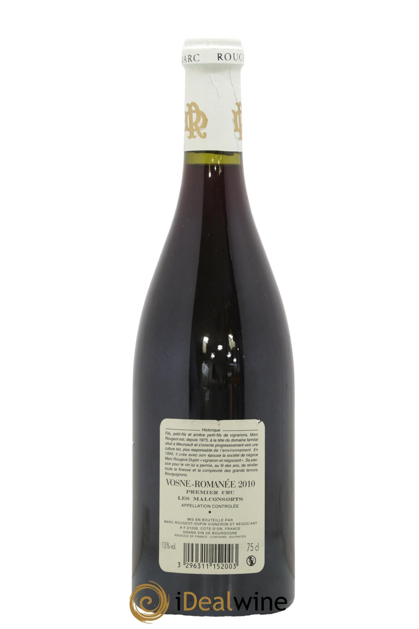 Vosne-Romanée 1er Cru Les Malconsorts Marc Rougeot-Dupin 2010 - Lot de 1 bouteille - 1