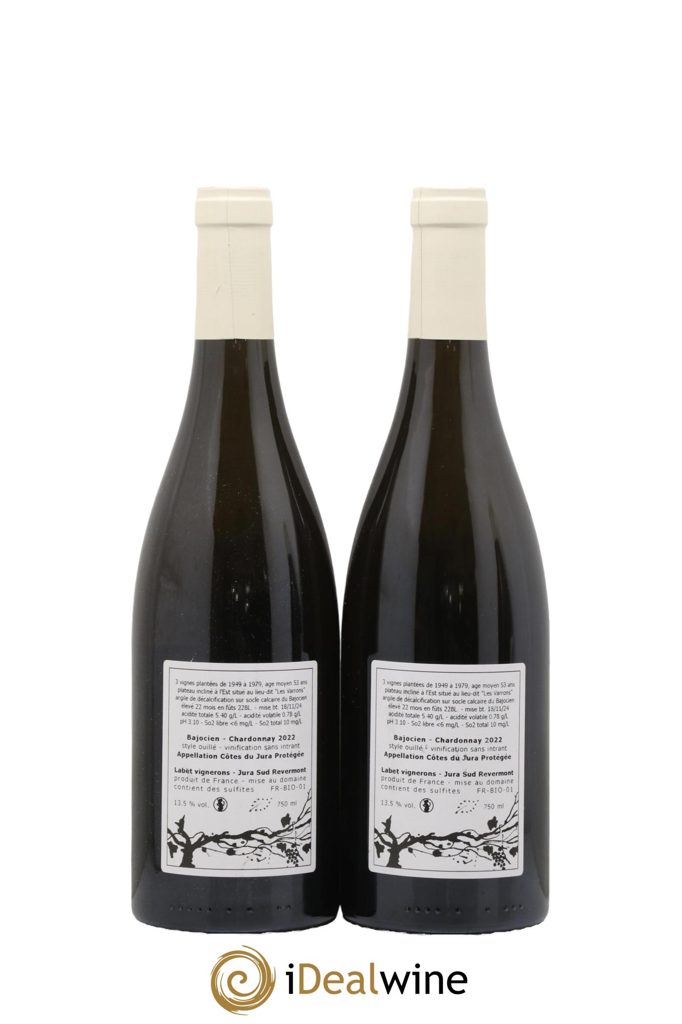 Côtes du Jura Chardonnay Bajocien Romain - Julien - Charline Labet 2022 - Lot de 2 bouteilles - 1