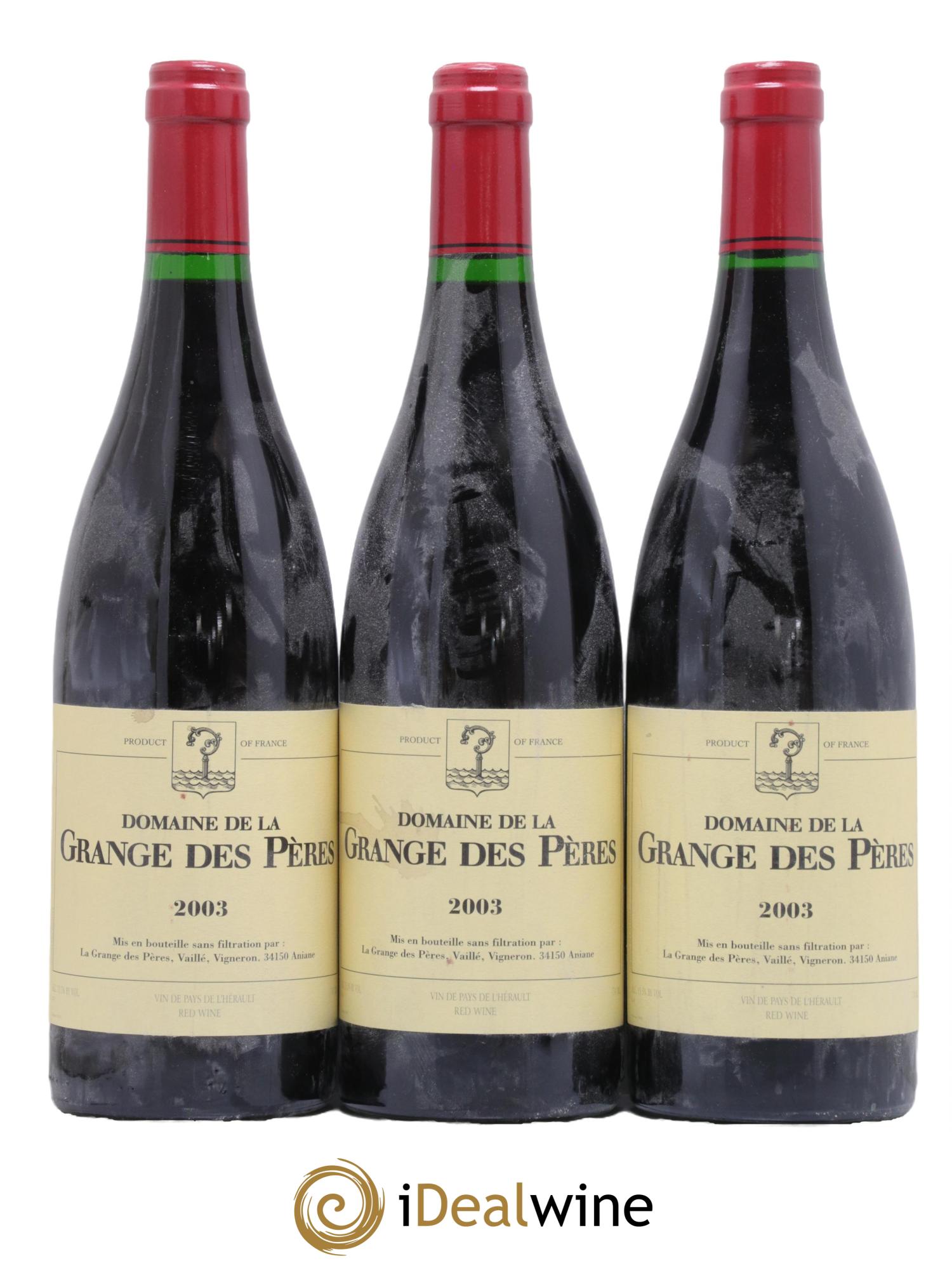 Pays d'Hérault Grange des Pères Laurent Vaillé 2003 - Lot de 3 bouteilles - 0