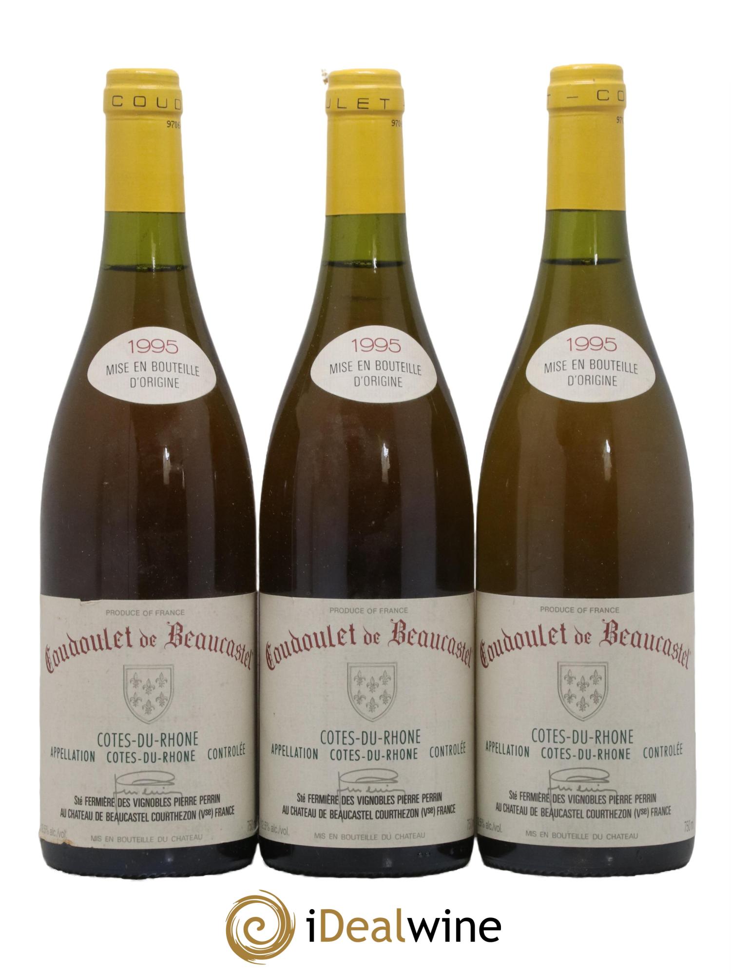 Côtes-du-Rhône Coudoulet de Beaucastel Famille Perrin 1995 - Lot de 3 bouteilles - 0
