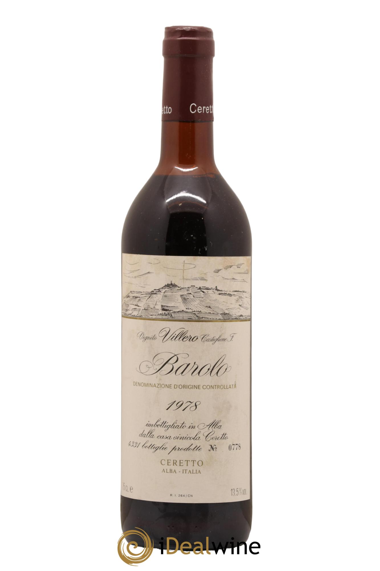 Barolo Villero Ceretto 1978 - Lot de 1 bouteille - 0