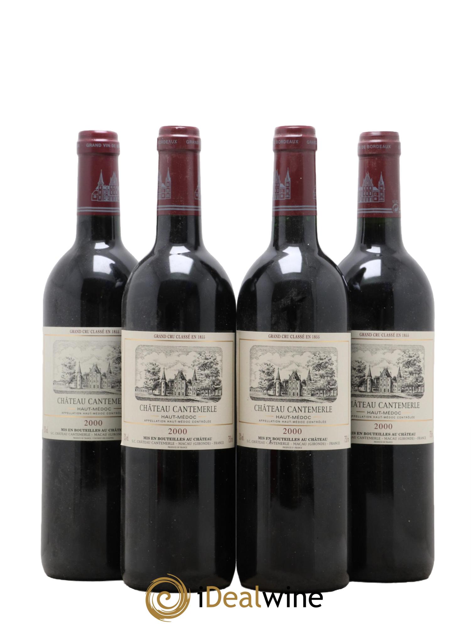 Château Cantemerle 5ème Grand Cru Classé 2000 - Lot de 4 bouteilles - 0
