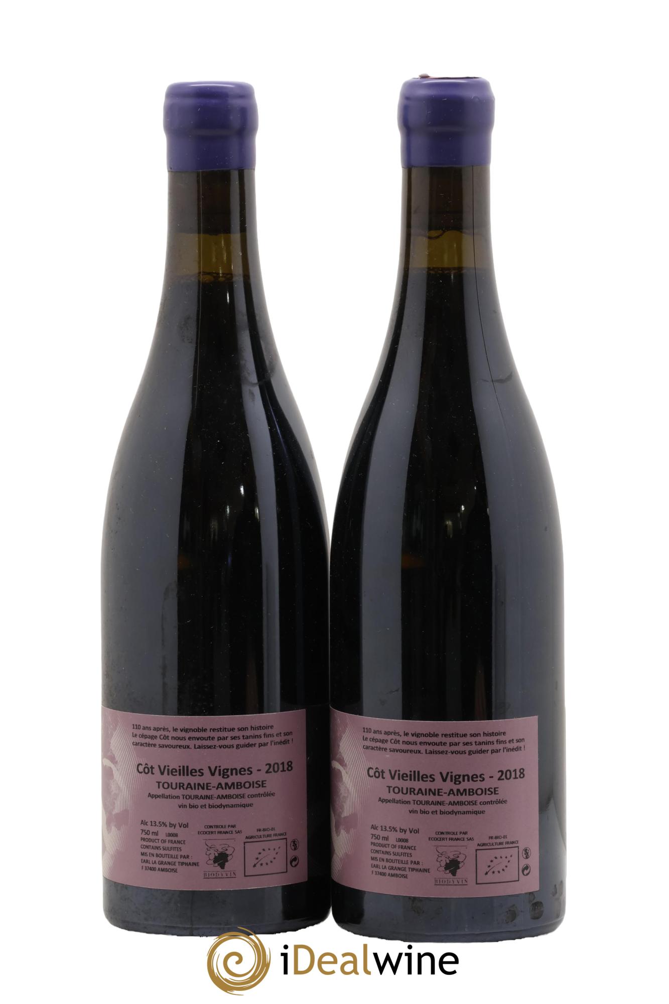 Touraine-Amboise Côt Vieilles Vignes La Grange Tiphaine 2018 - Lote de 2 botellas - 1