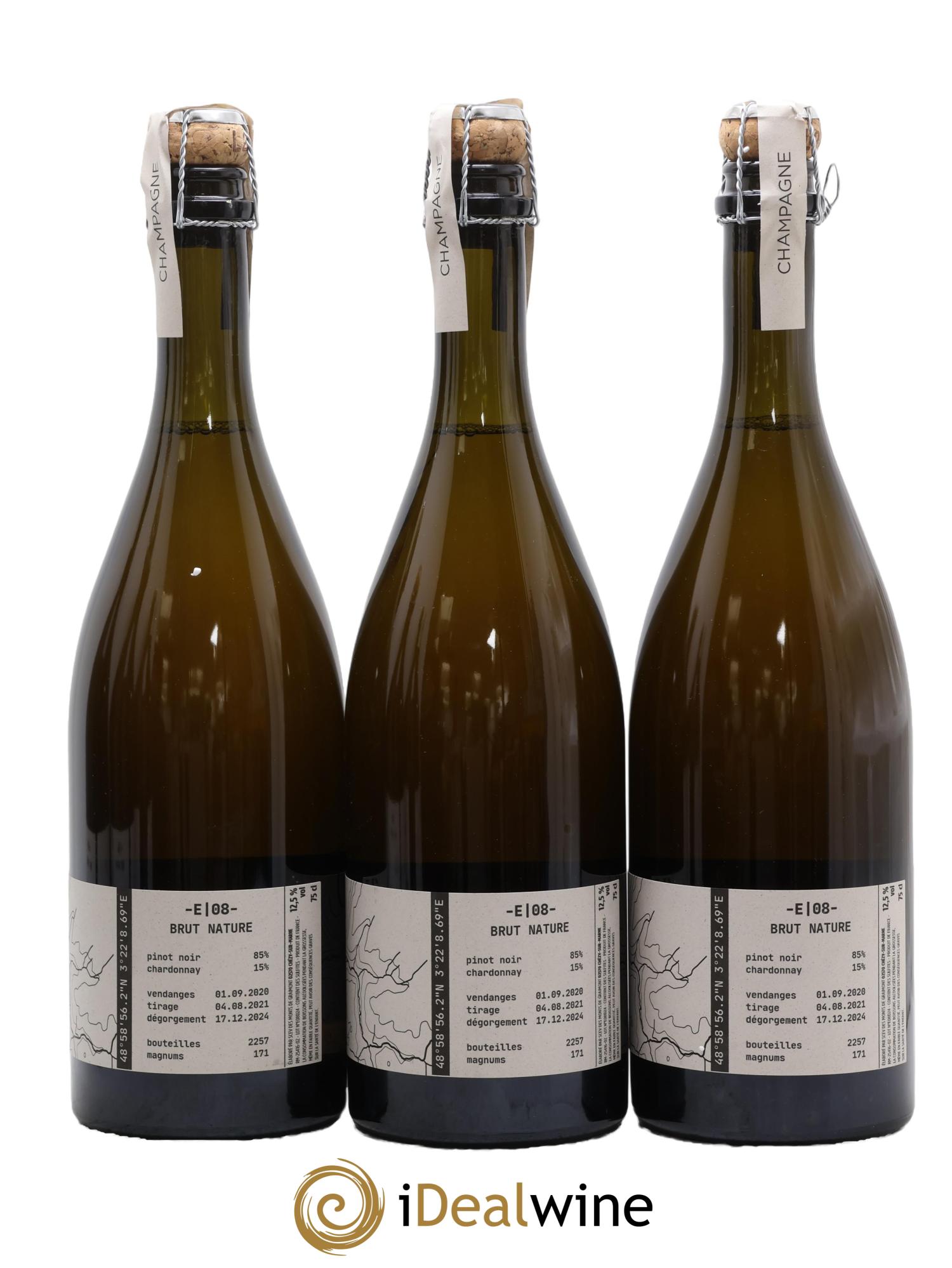 Champagne E 08 Tom Gauditiabois 2020 - Lot de 3 bouteilles - 1