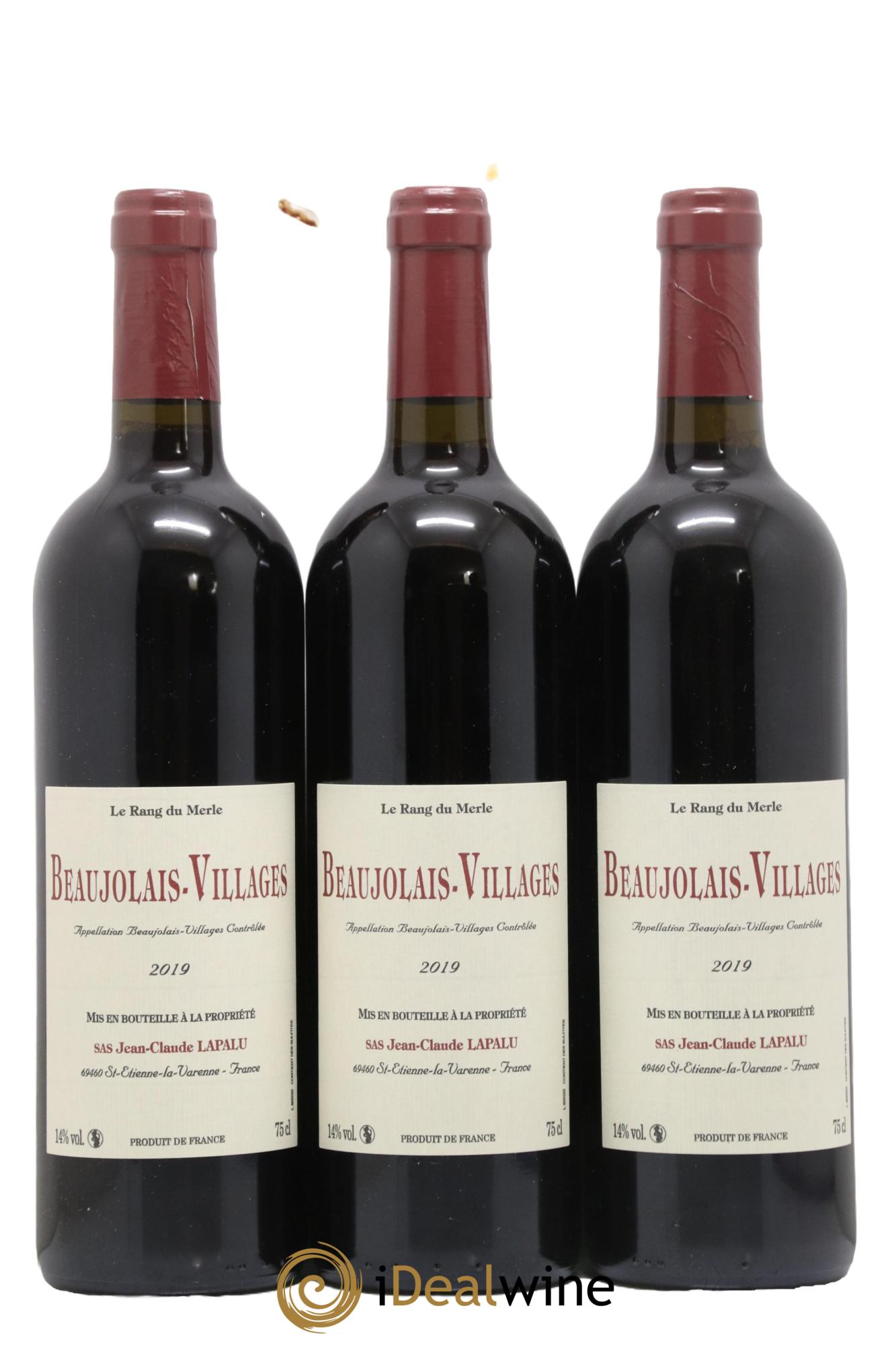Beaujolais Villages Le Rang du Merle Lapalu 2019 - Lot de 3 bouteilles - 0