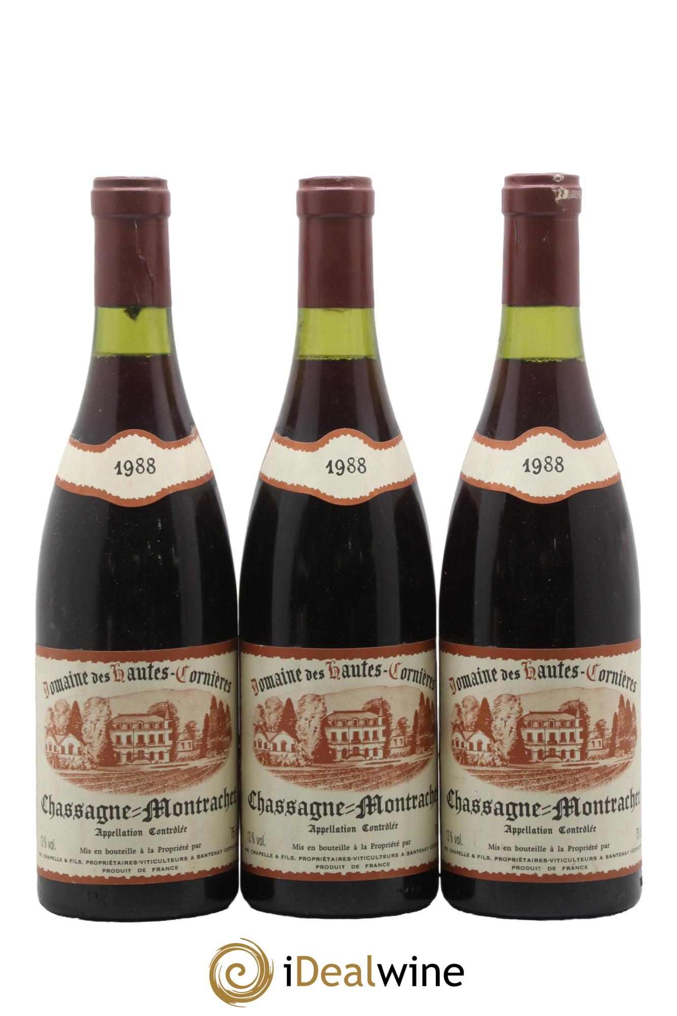 Chassagne-Montrachet Domaine des Hautes-Cornieres 1988 - Lot de 3 bouteilles - 0