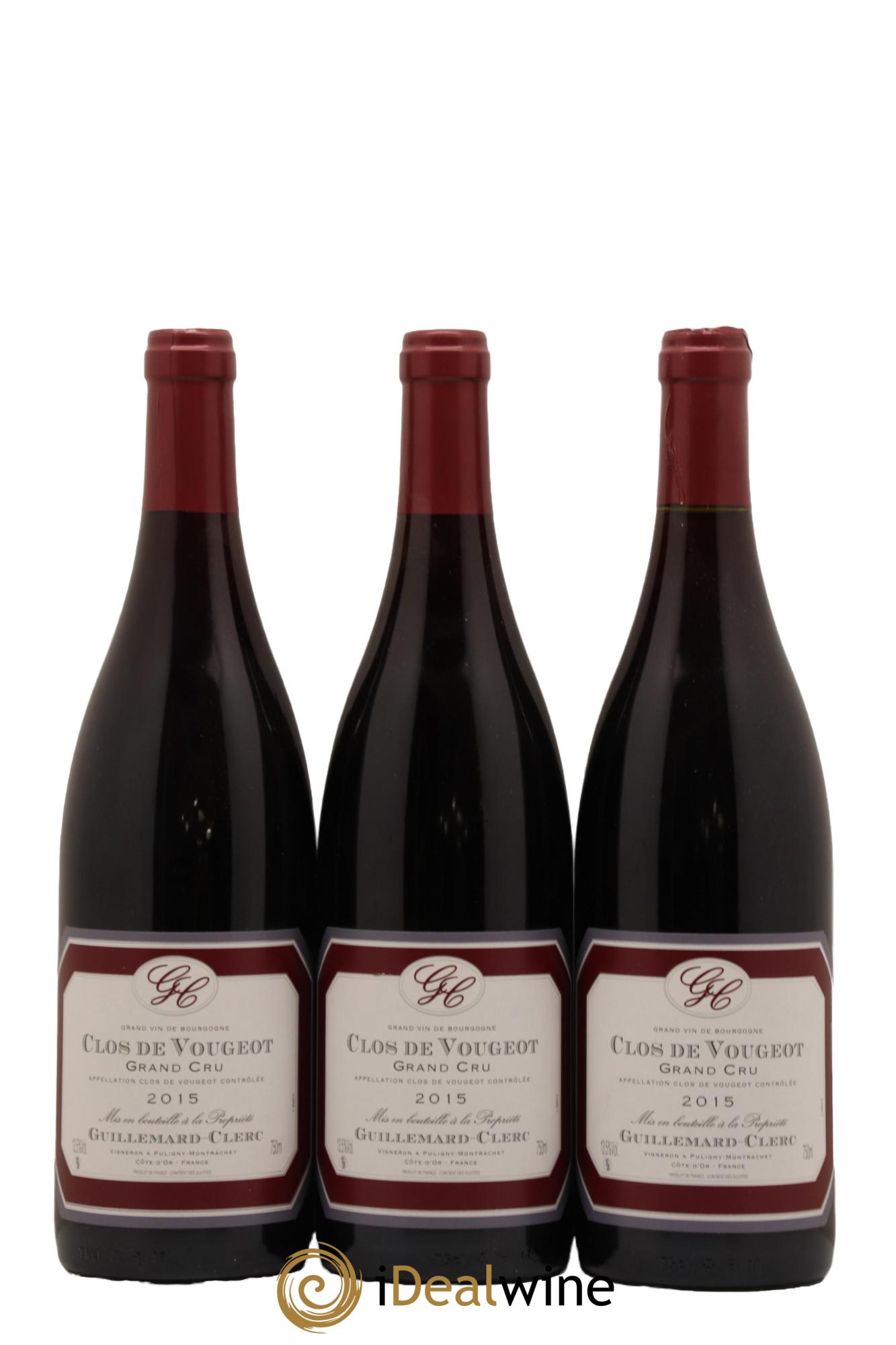 Clos de Vougeot Grand Cru Guillemard Clerc 2015 - Lot de 3 bouteilles - 0