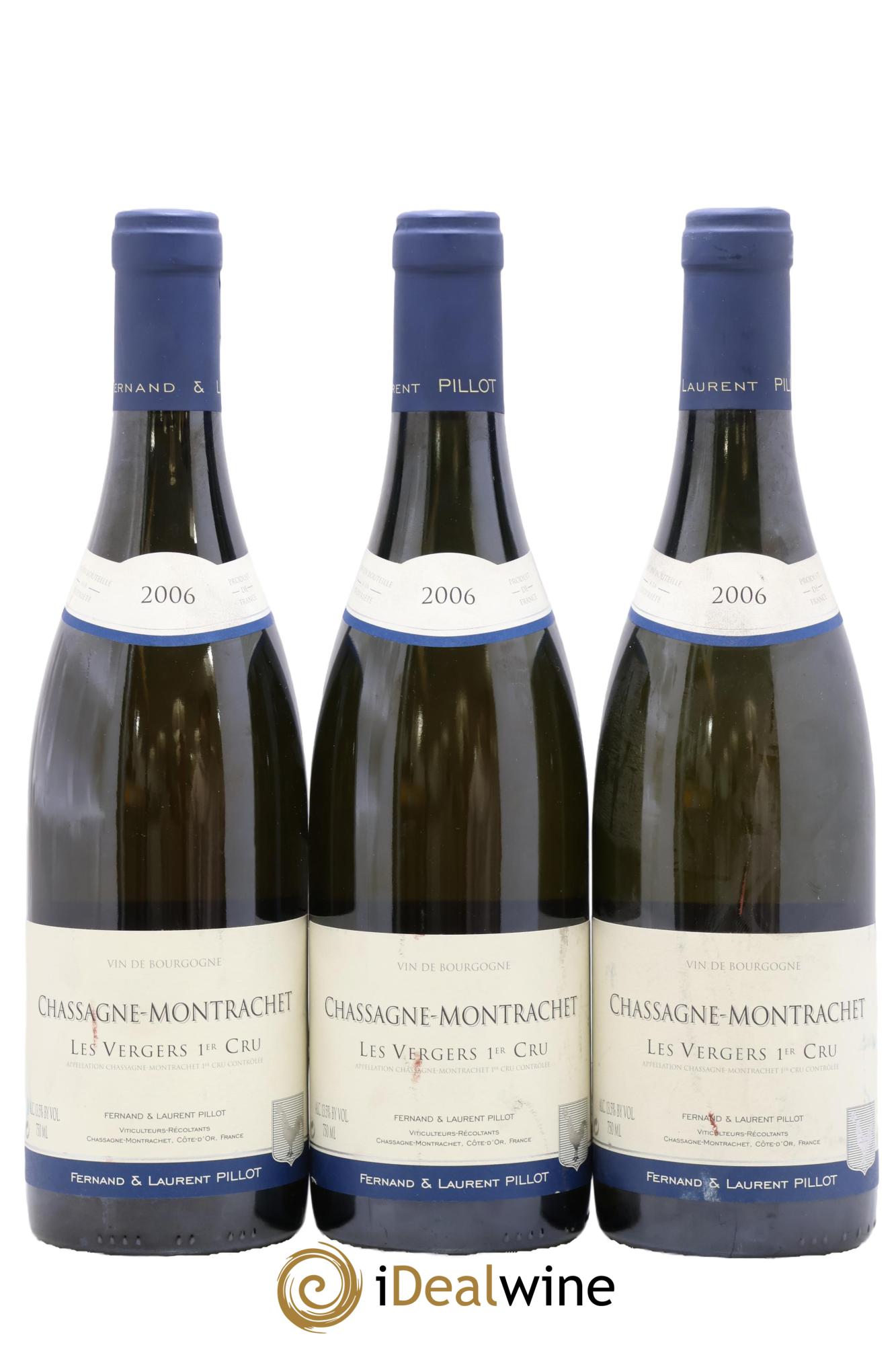 Chassagne-Montrachet 1er Cru Les Vergers Fernand et Laurent Pillot (Domaine) 2006 - Lote de 3 botellas - 0