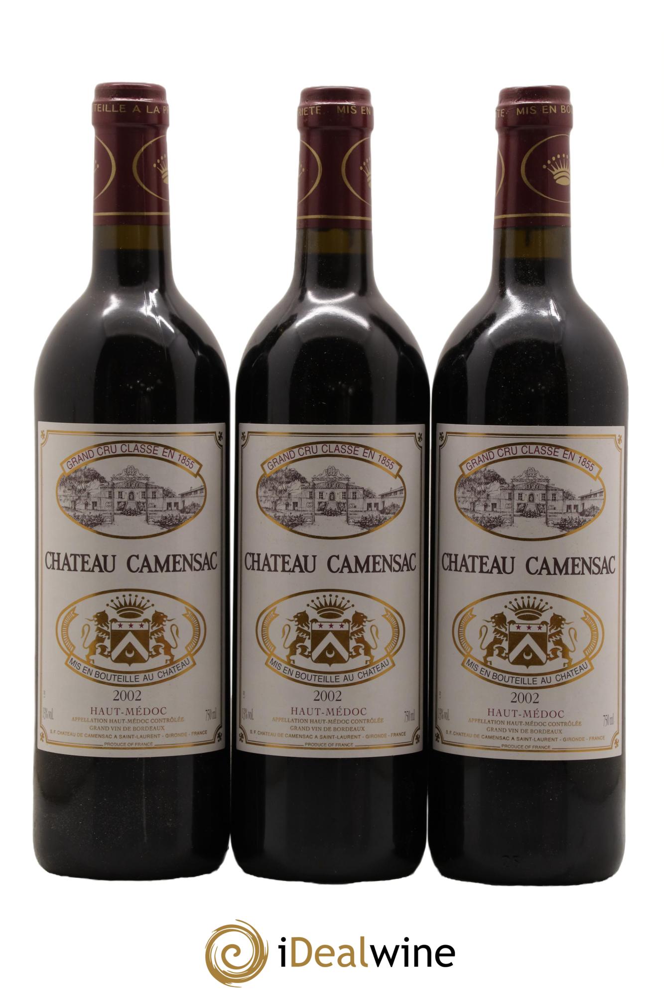 Château Camensac 5ème Grand Cru Classé 2002 - Lot de 3 bouteilles - 0