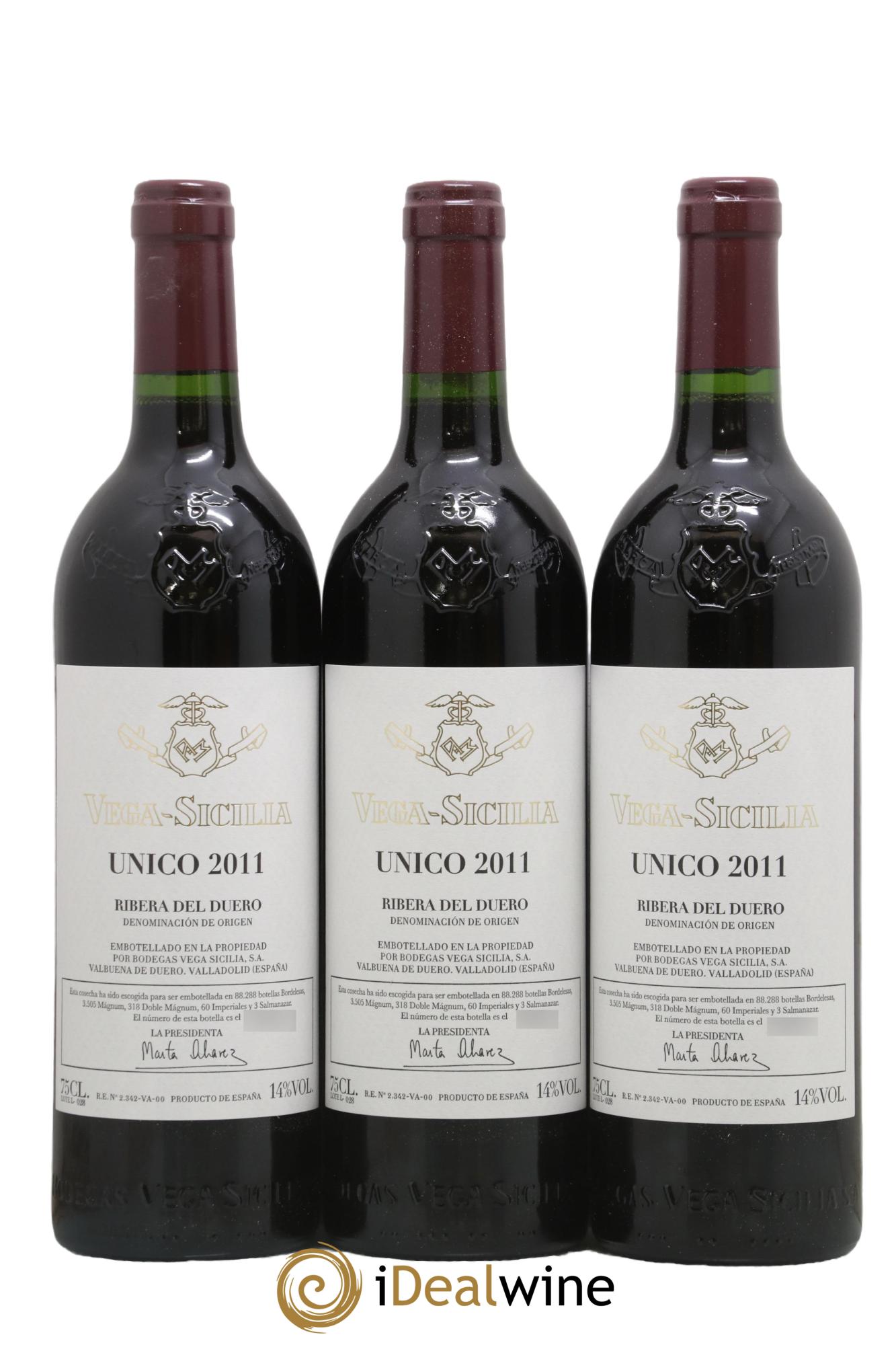 Ribera Del Duero DO Vega Sicilia Unico Famille Alvarez 2011 - Lot de 3 bouteilles - 0