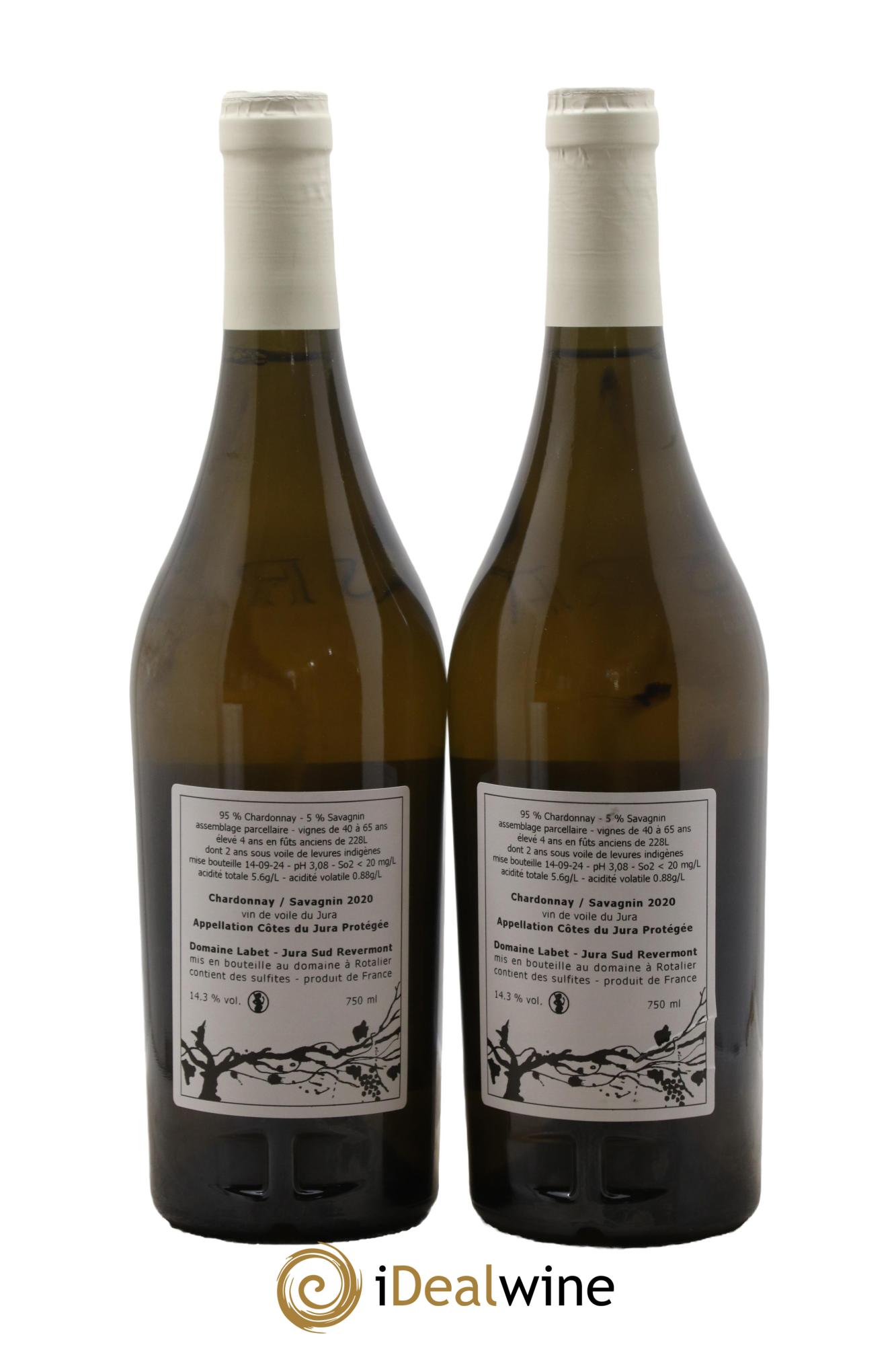 Côtes du Jura Vin de Voile Chardonnay-Savagnin cuvée de garde Romain - Julien  - Charline Labet 2020 - Lot de 2 bouteilles - 1