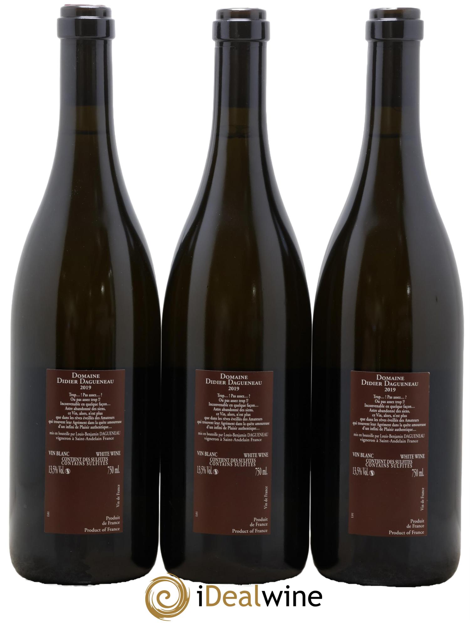 Vin de France (anciennement Pouilly-Fumé) Pur Sang Dagueneau (Domaine Didier - Louis-Benjamin) 2019 - Lot of 3 bottles - 1