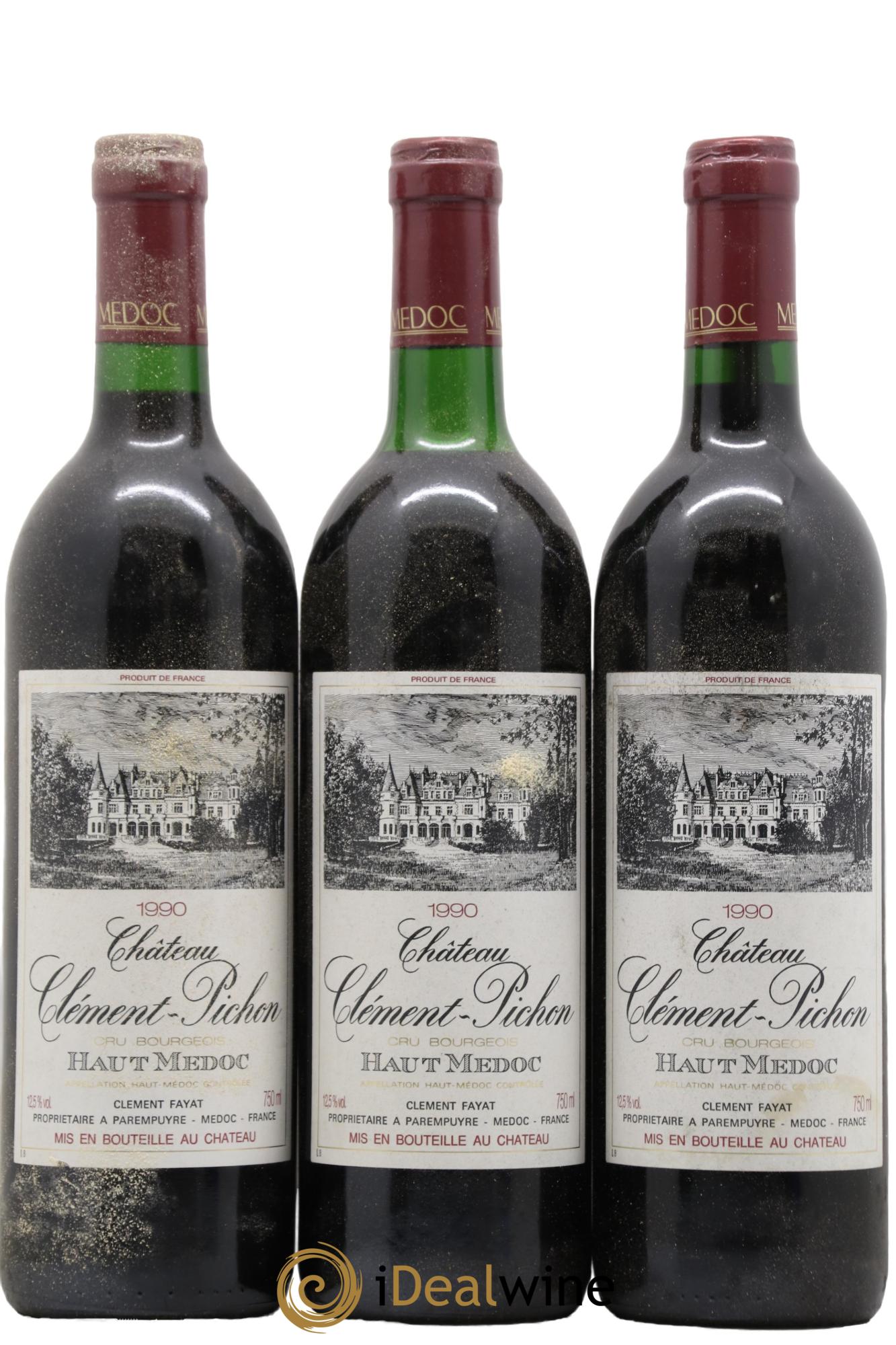 Château Clément-Pichon Cru Bourgeois 1990 - Lot de 3 bouteilles - 0