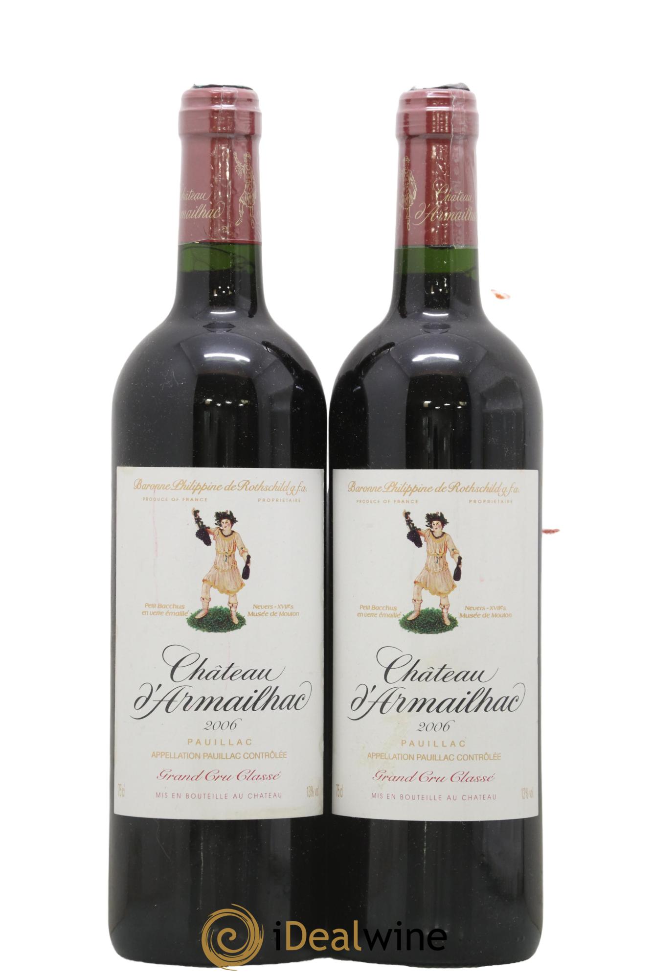 Château d' Armailhac - Mouton Baron(ne) Philippe 5ème Grand Cru Classé 2006 - Lot de 2 bouteilles - 0