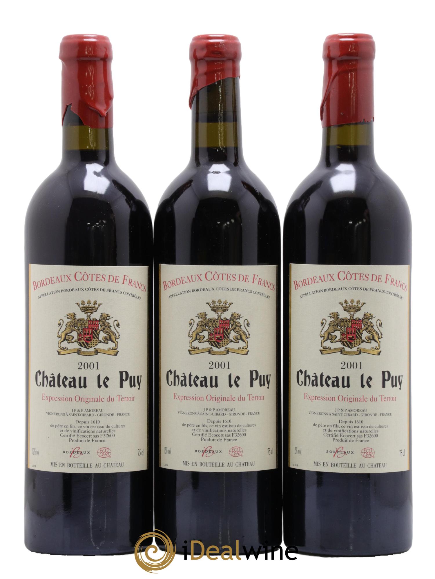 Château Le Puy 2001 - Lot of 3 bottles - 0